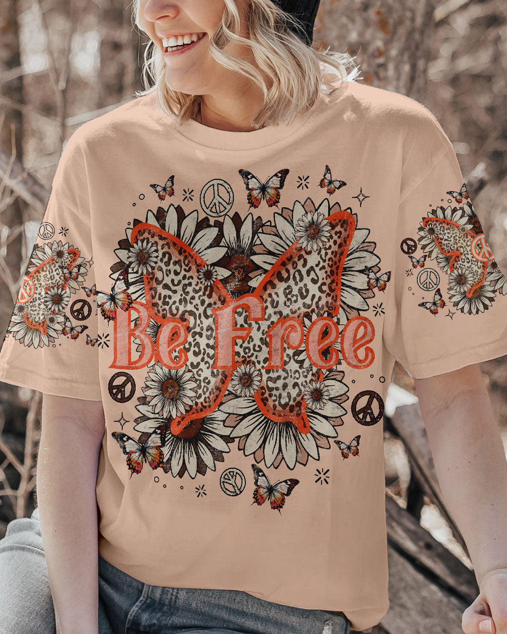 BE FREE LEOPARD BUTTERFLY ALL OVER PRINT - TLNO0707231