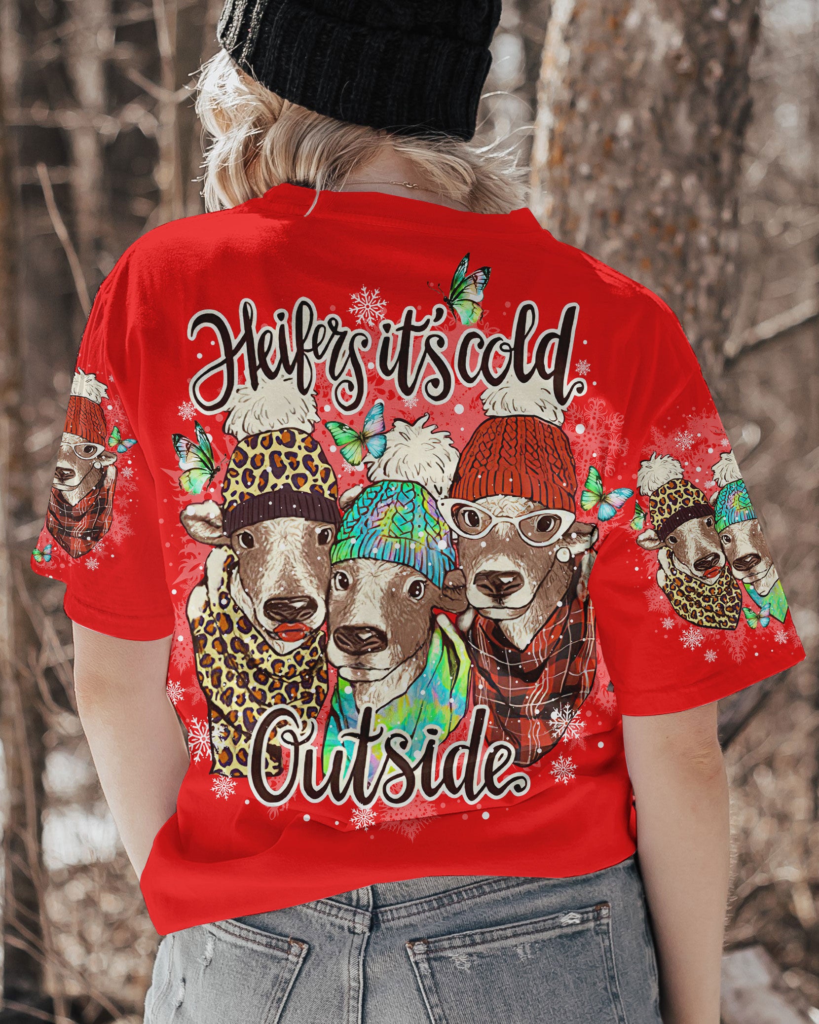 HEIFERS IT'S COLD OUTSIDE COW CHRISTMAS ALL OVER PRINT - TLNO1309232