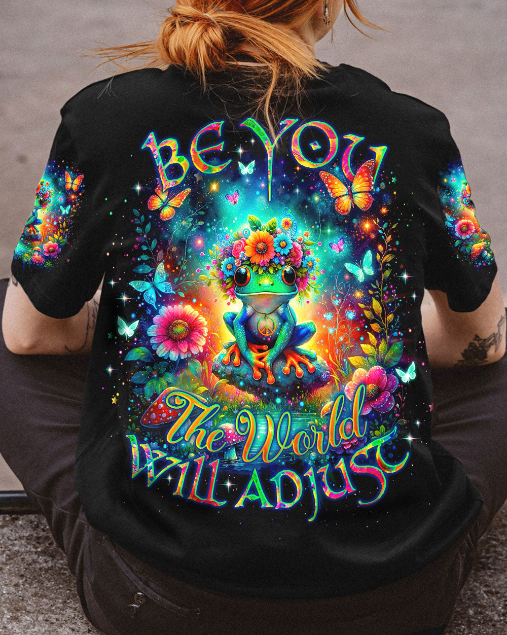 BE YOU THE WORLD WILL ADJUST FROG ALL OVER PRINT - TLNO22012243