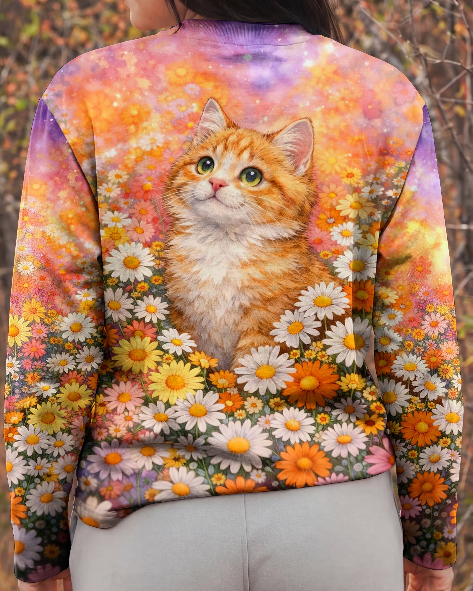 WATERCOLOR FLORAL CAT ALL OVER PRINT - TLHG1603261