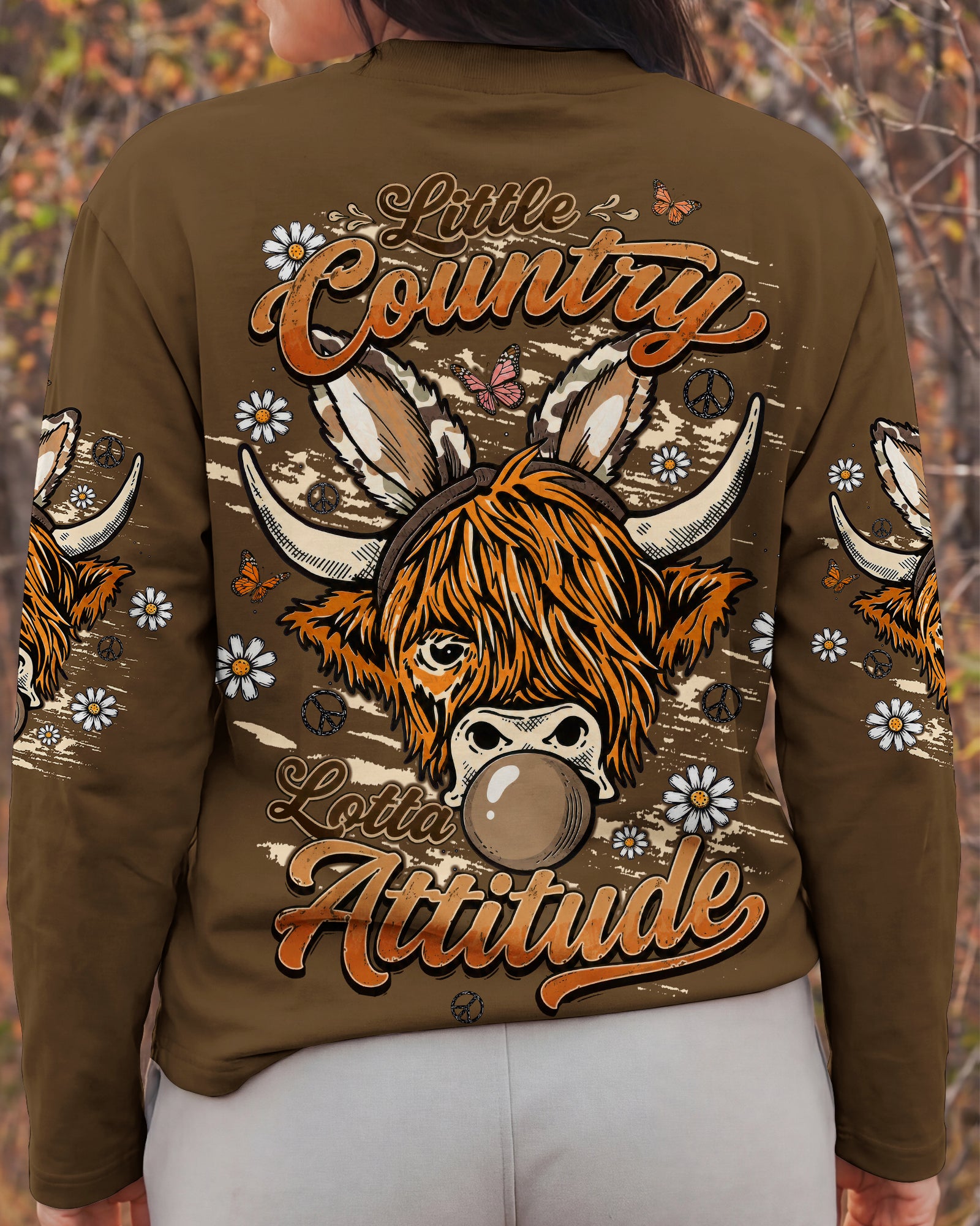 LITTLE COUNTRY LOTTA ATTITUDE COW ALL OVER PRINT  - TLTW1106262