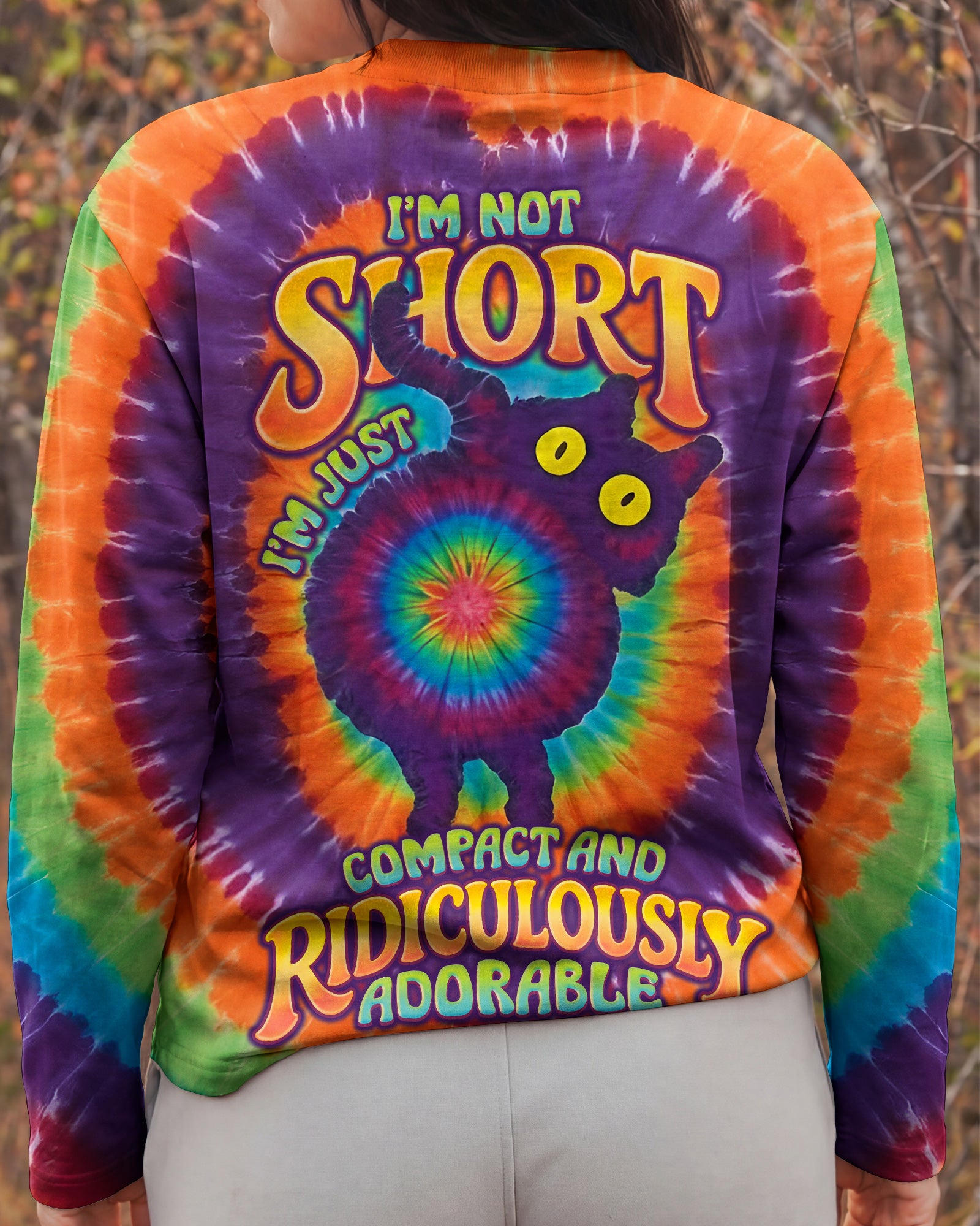 I'M NOT SHORT CAT COLORFUL SWIRL ALL OVER PRINT  - TLNO2403261