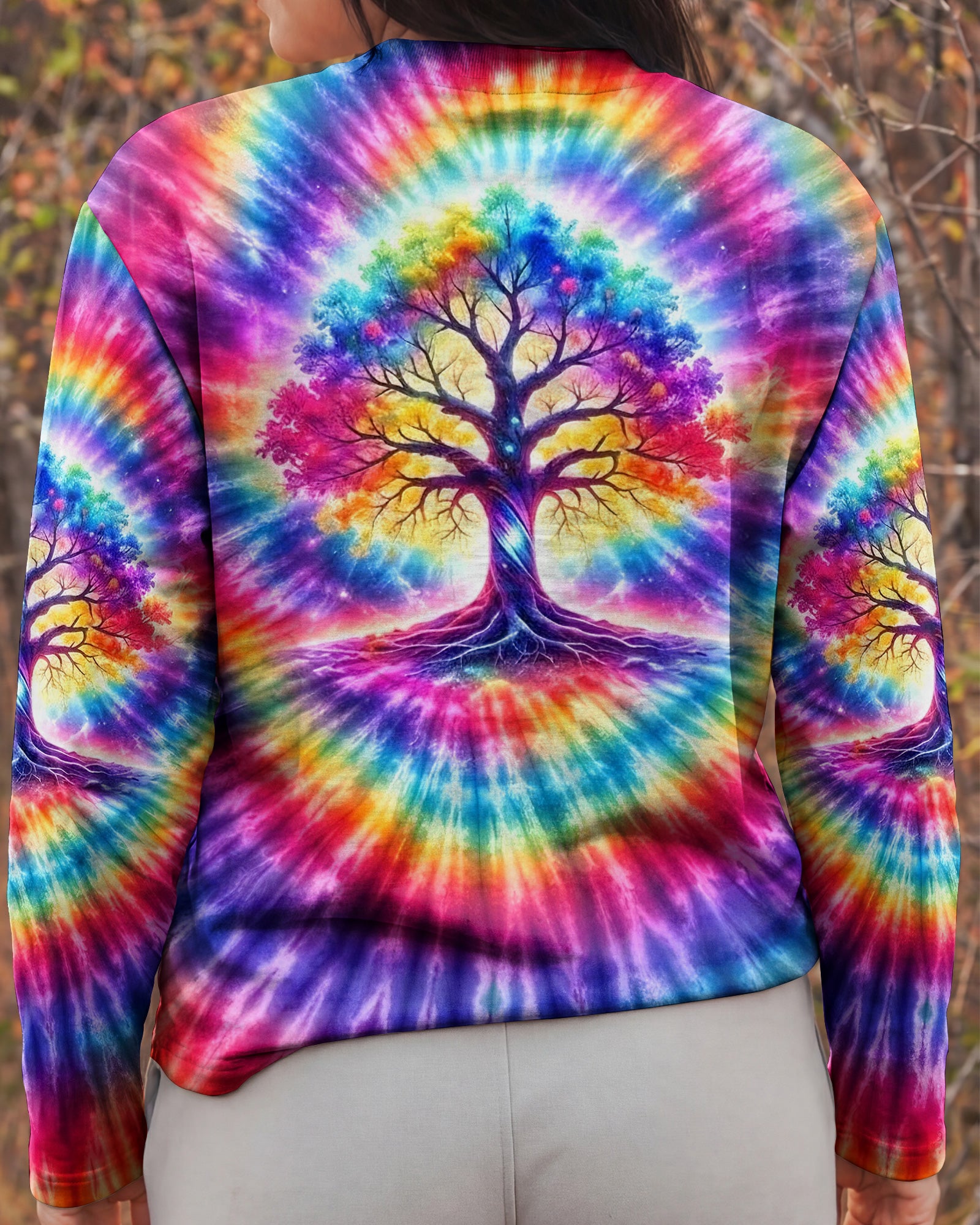 NEON RAINBOW SWIRL TREE OF LIFE ALL OVER PRINT - YHHG2402262