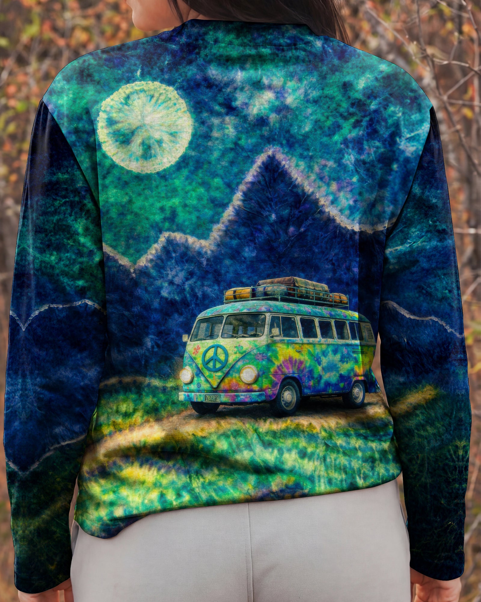 HIPPIE BUS UNDER MOON SWIRL ALL OVER PRINT  - TLTW0202262