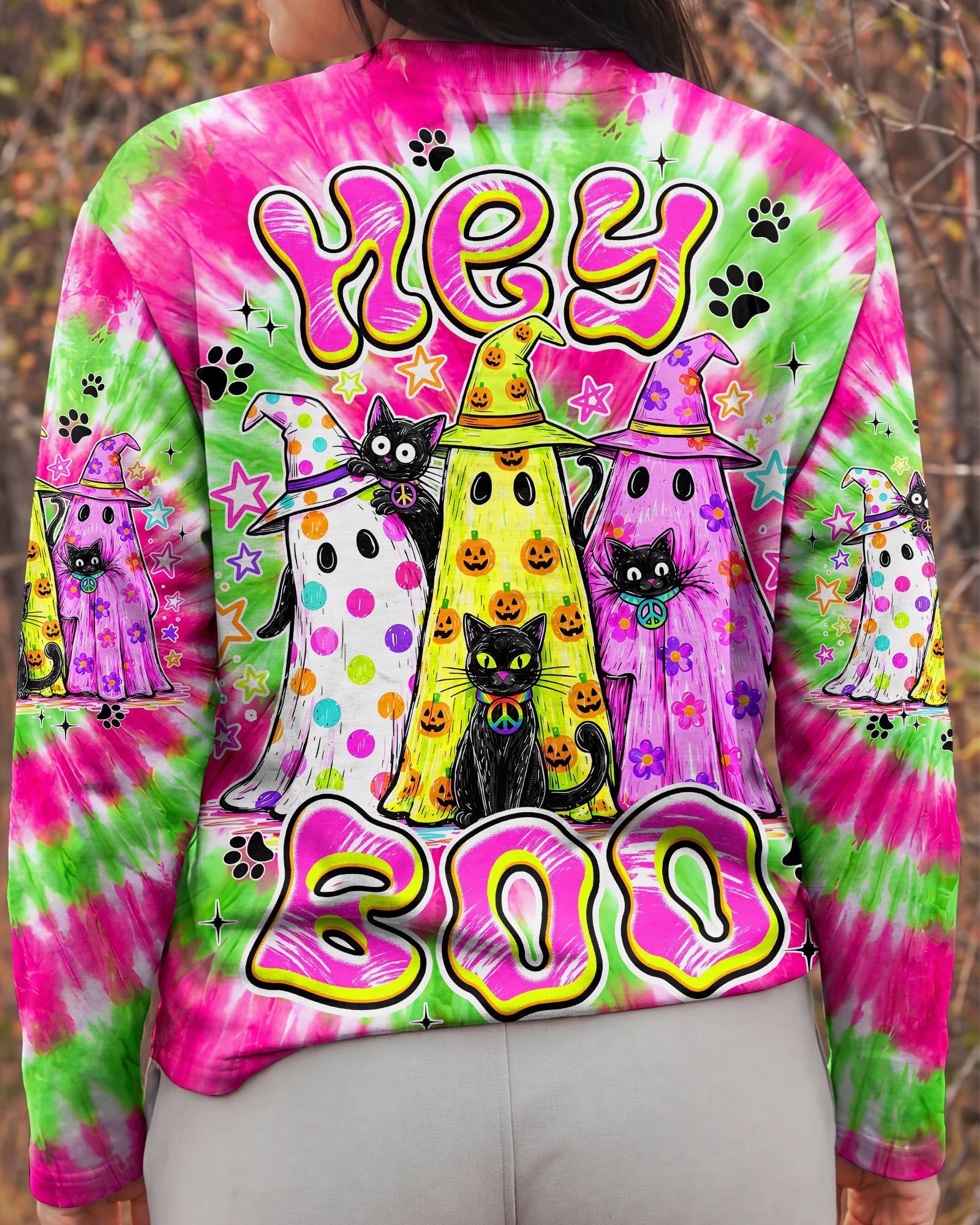 HEY BOO CATS HALLOWEEN ALL OVER PRINT - TYPQ2707261