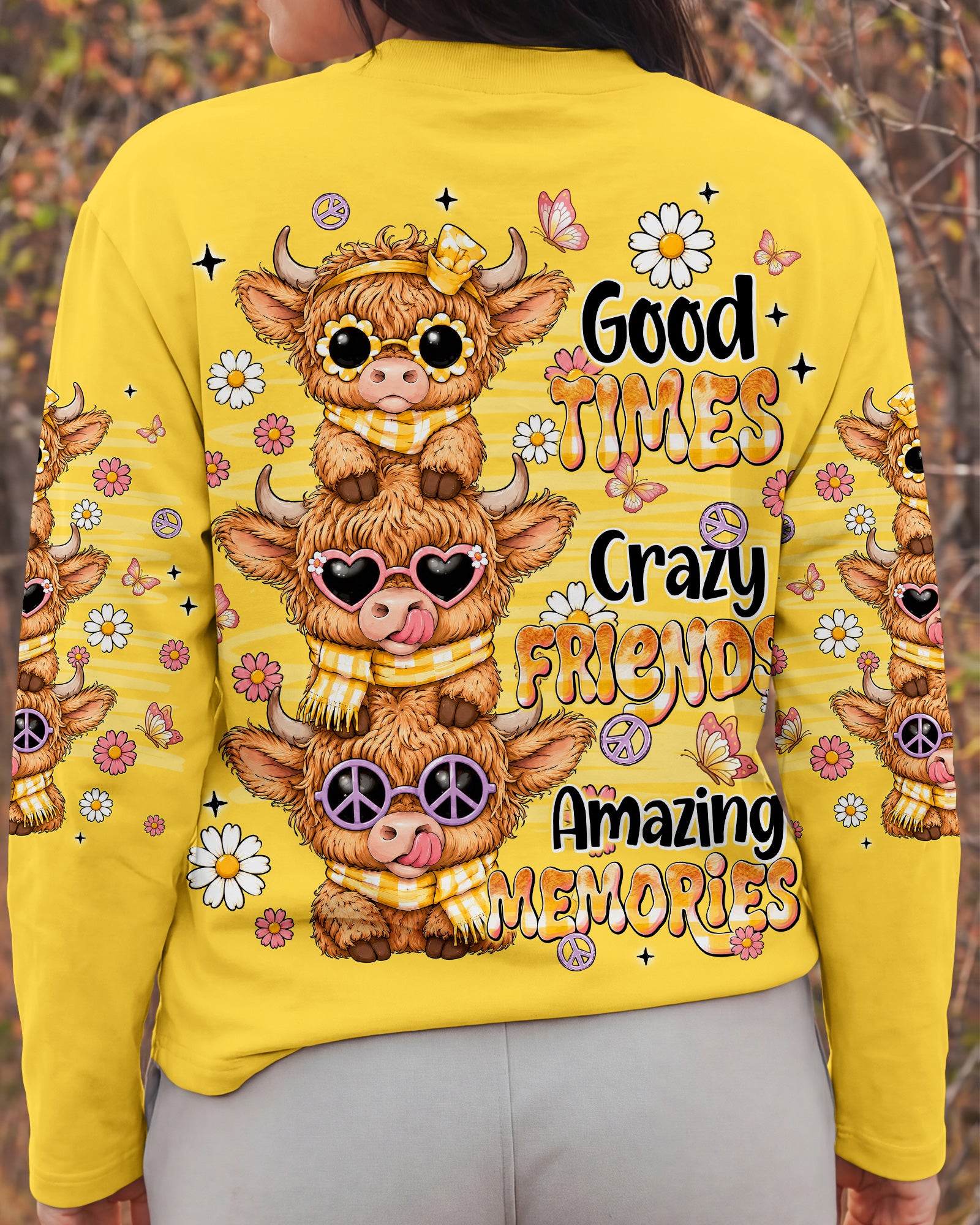 GOOD TIMES CRAZY FRIENDS HIGHLAND COW ALL OVER PRINT - TLNT0707261