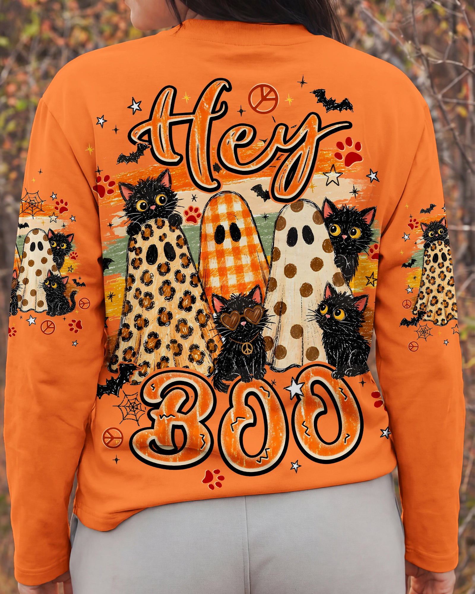 HEY BOO HALLOWEEN CAT ALL OVER PRINT - TYPQ2407261