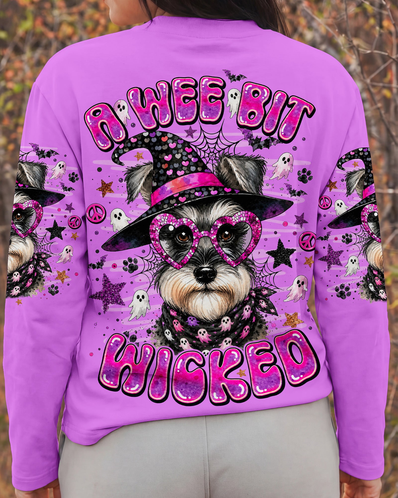 A WEE BIT WICKED WITCH SCHNAUZER DOG HALLOWEEN ALL OVER PRINT - TLNO1707262