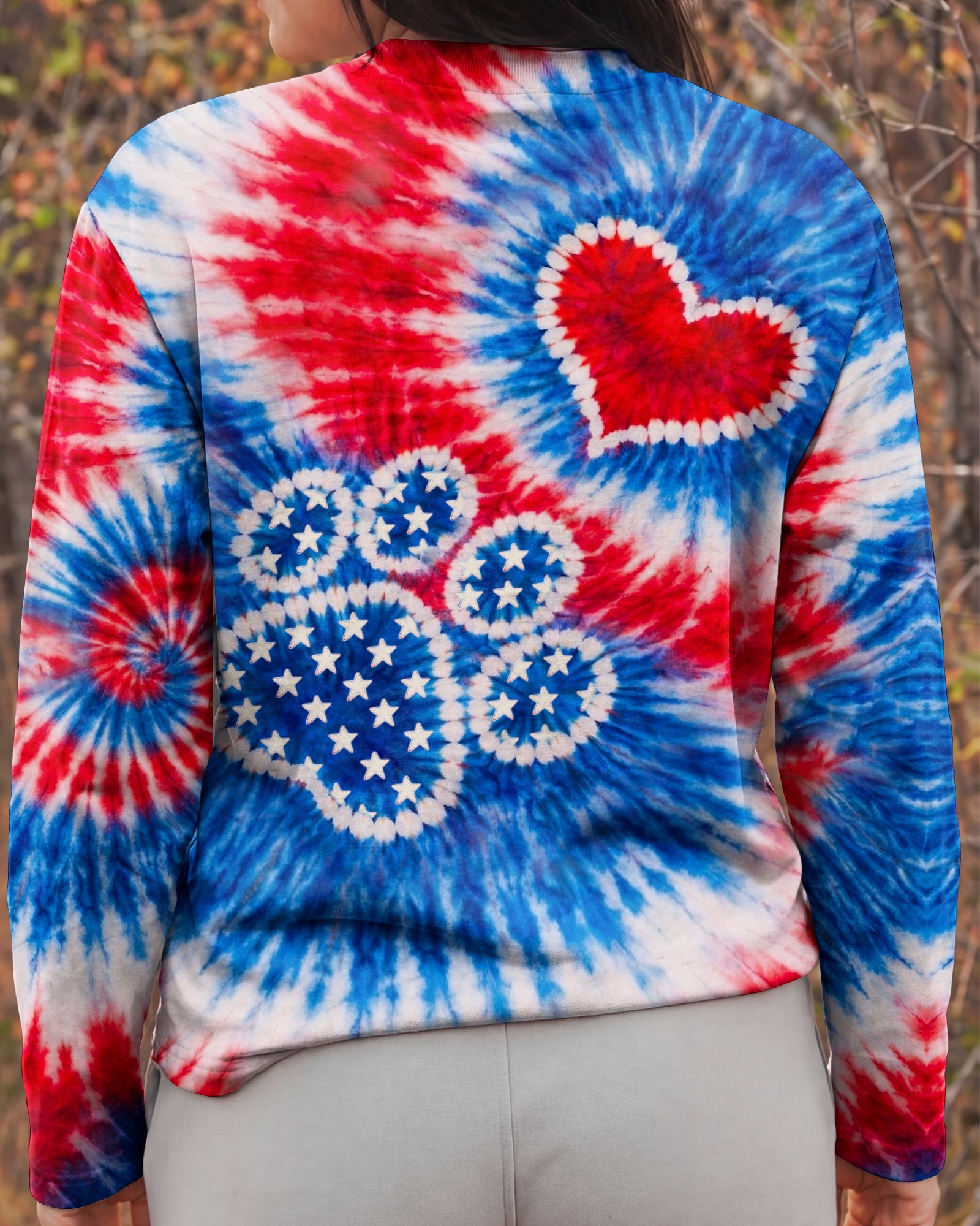 PAW HEART RED WHITE & BLUE SWIRL ALL OVER PRINT - TLHN0104261