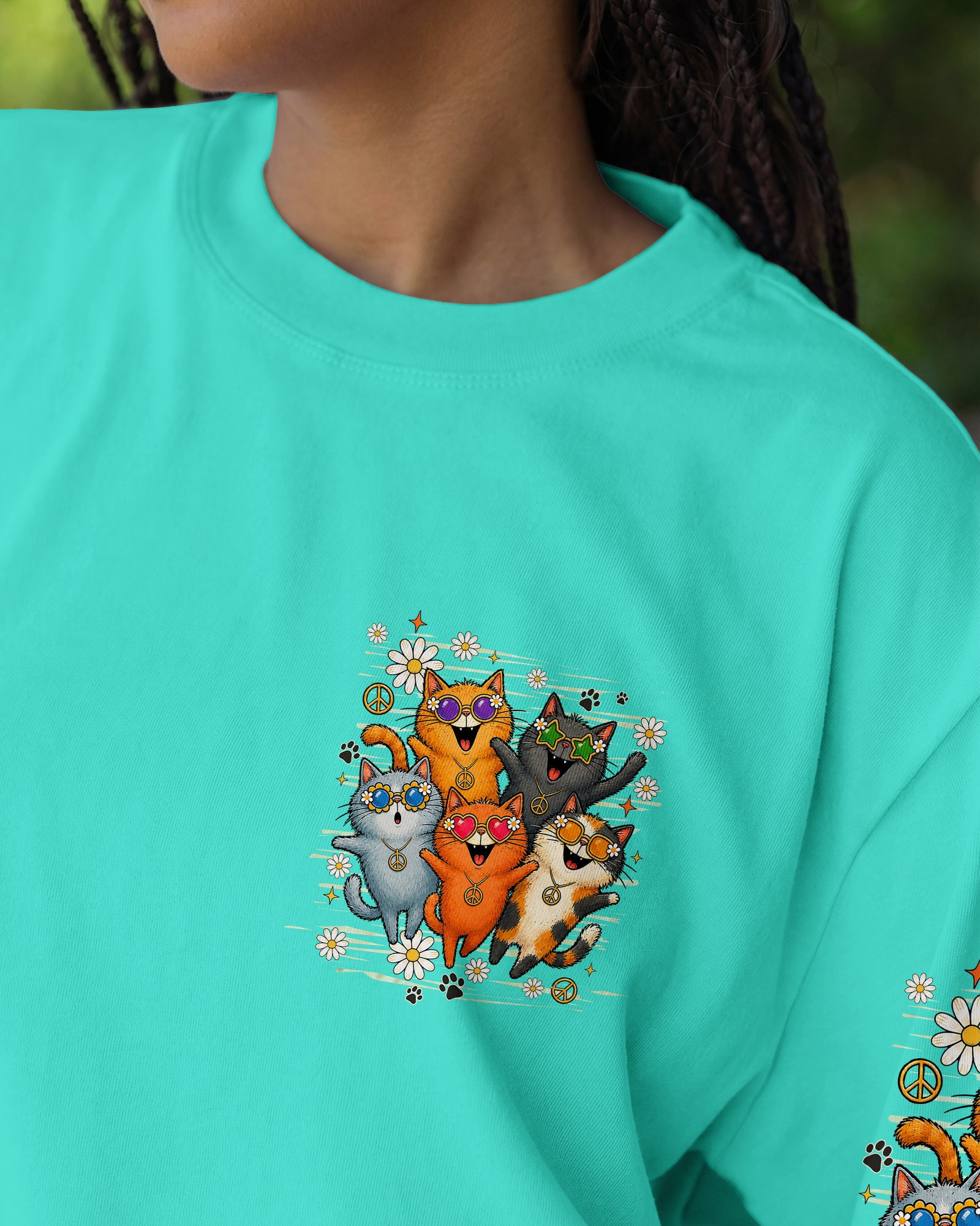 PEACE LOVE AND MEOW CAT ALL OVER PRINT - TLHN1007261