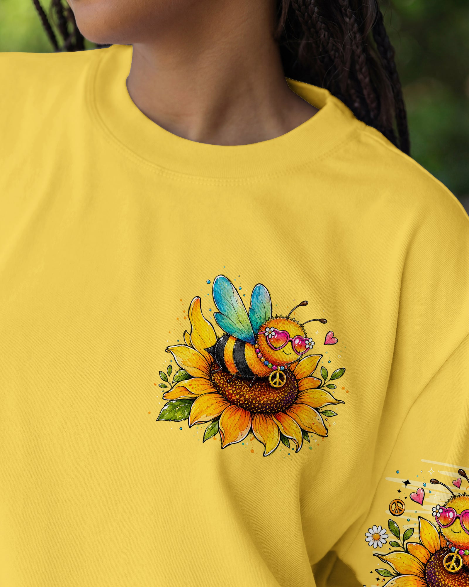WHISPER WORDS OF WISDOM LET IT BE BEE SUNFLOWER ALL OVER PRINT -  TLNO1407261