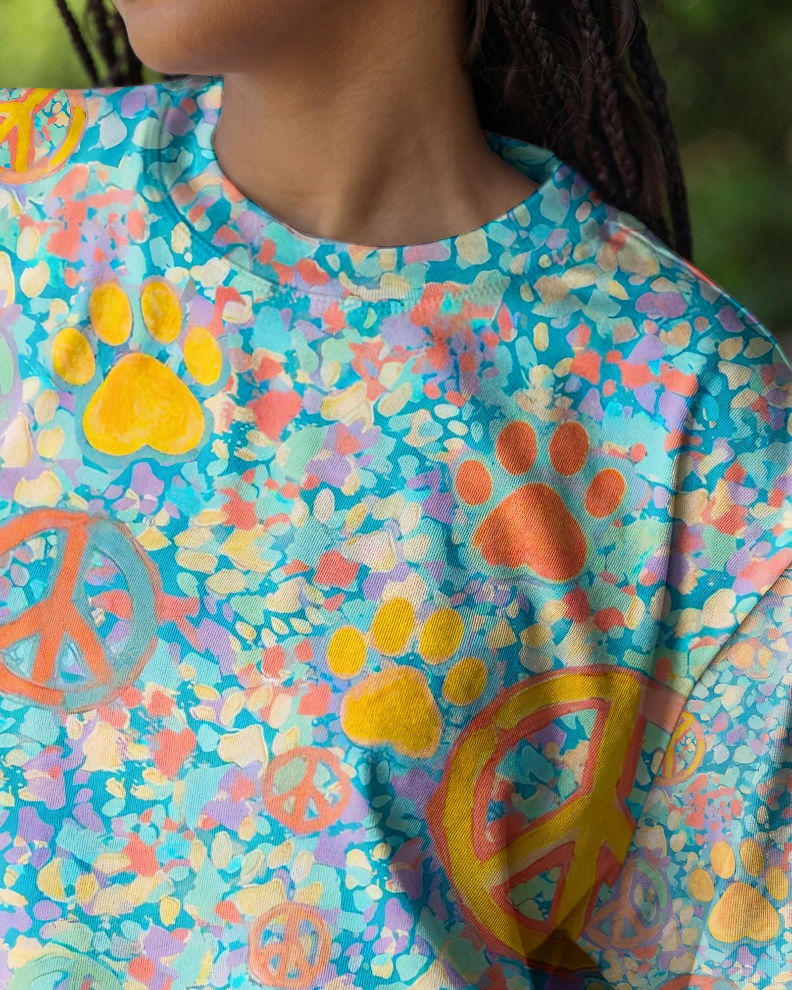 PEACE PAW PRINT PASTEL PATTERN ALL OVER PRINT - TLNO1203262