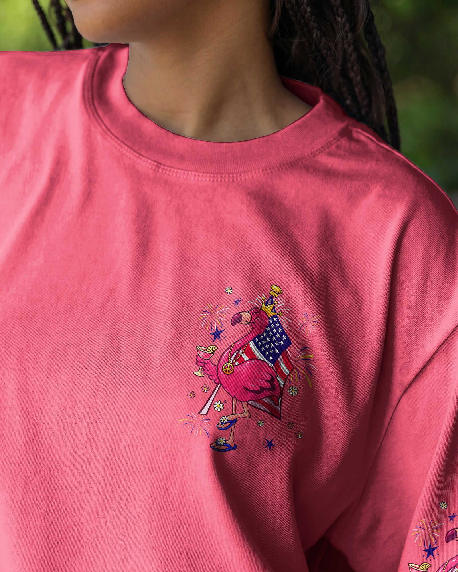 PRETTY IN PINK FLAMINGO RED WHITE & BLUE  ALL OVER PRINT - TLHG2403261