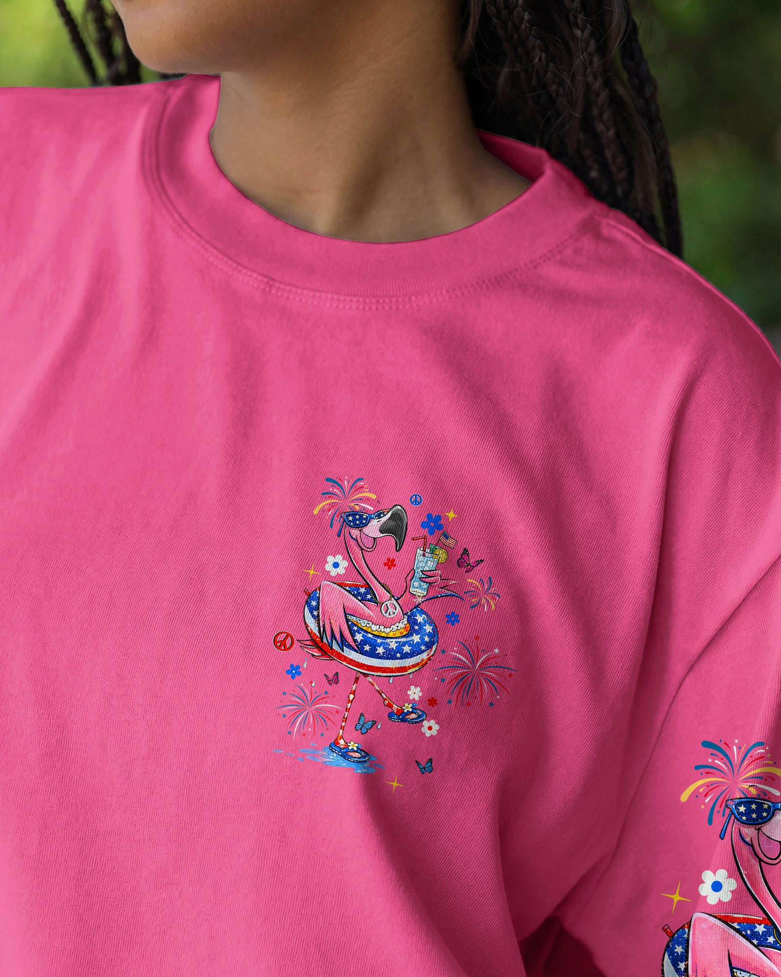 PRETTY IN PINK FLAMINGO RED WHITE & BLUE ALL OVER PRINT  - TLHN2503263