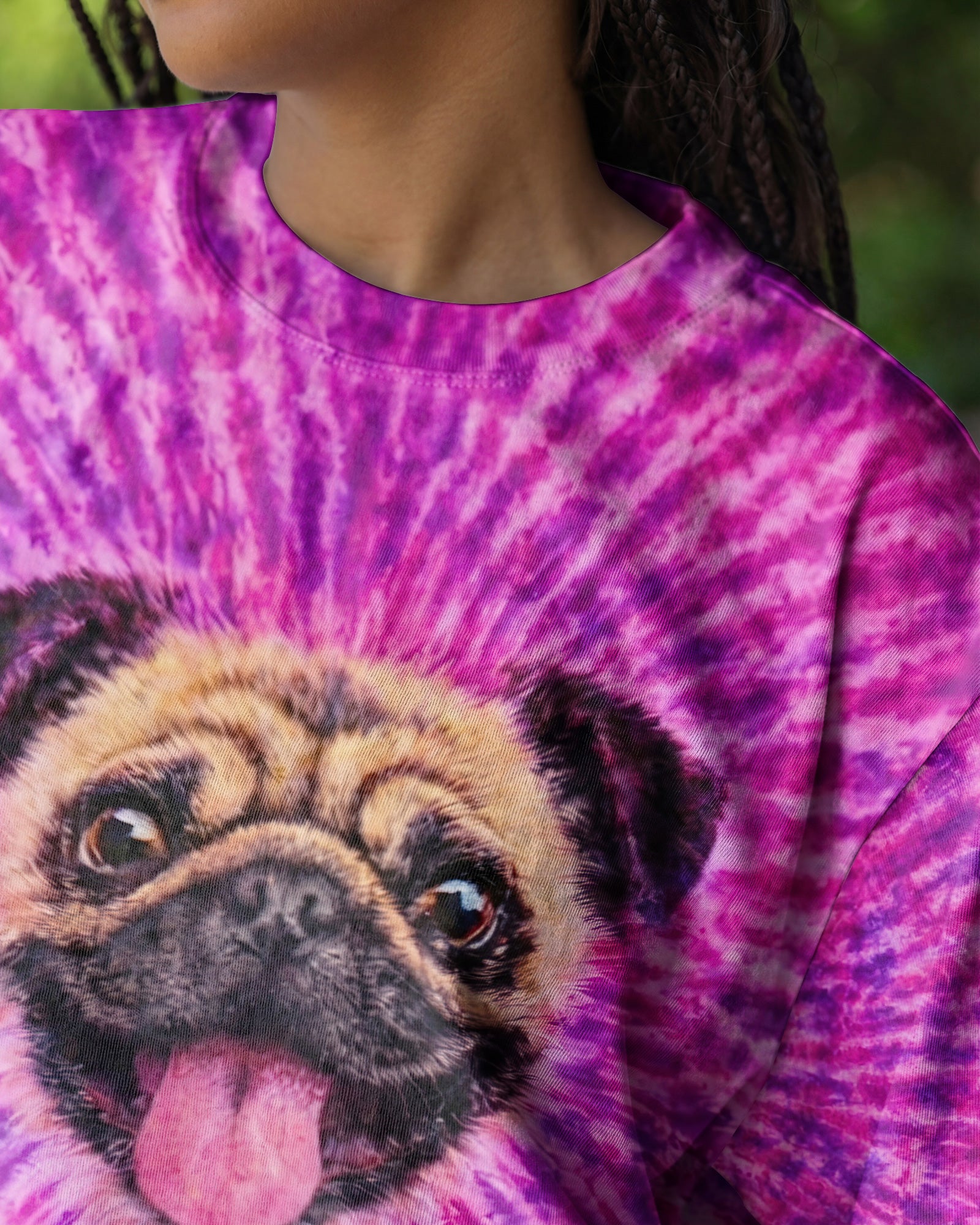 PUG DOG PURPLE & PINK SWIRL ALL OVER PRINT - TLNT2502261