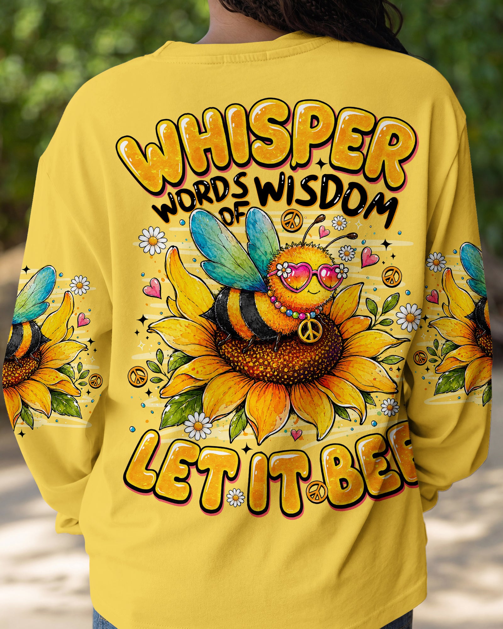 WHISPER WORDS OF WISDOM LET IT BE BEE SUNFLOWER ALL OVER PRINT -  TLNO1407261