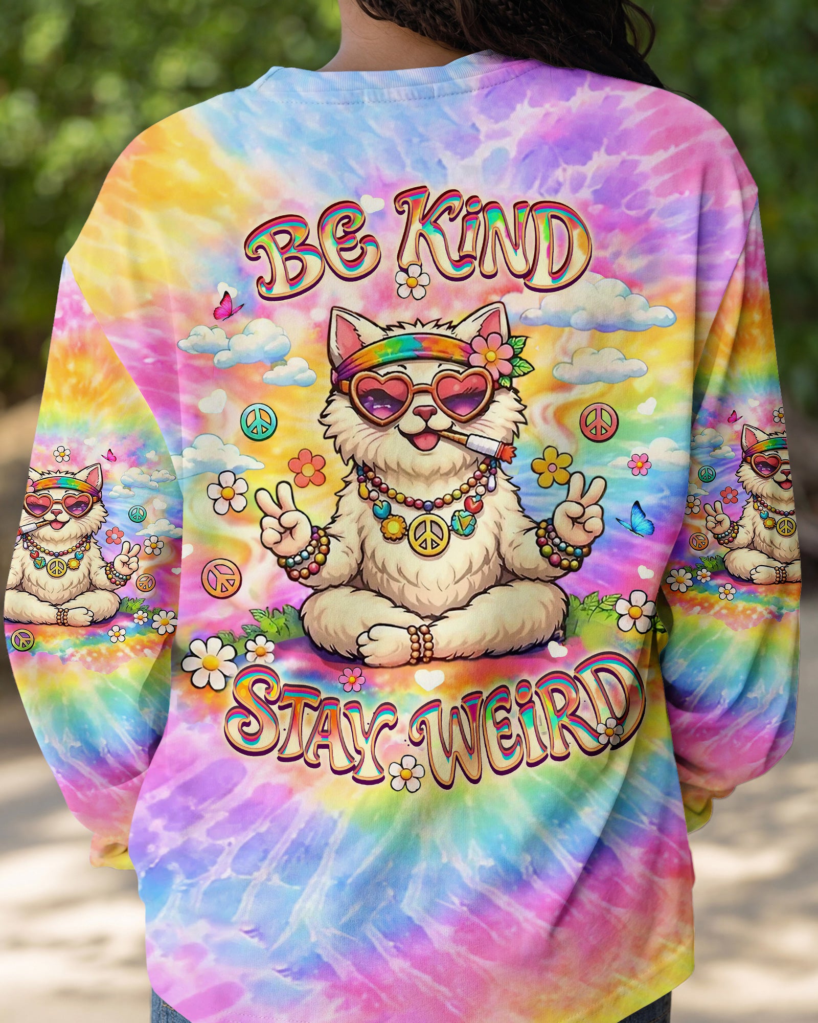 BE KIND STAY WEIRD FUNNY CAT ALL OVER PRINT - YHLT1102262