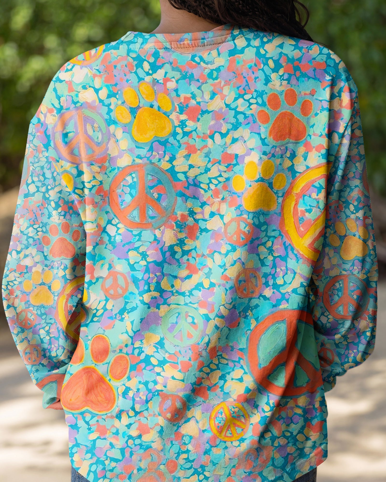 PEACE PAW PRINT PASTEL PATTERN ALL OVER PRINT - TLNO1203262