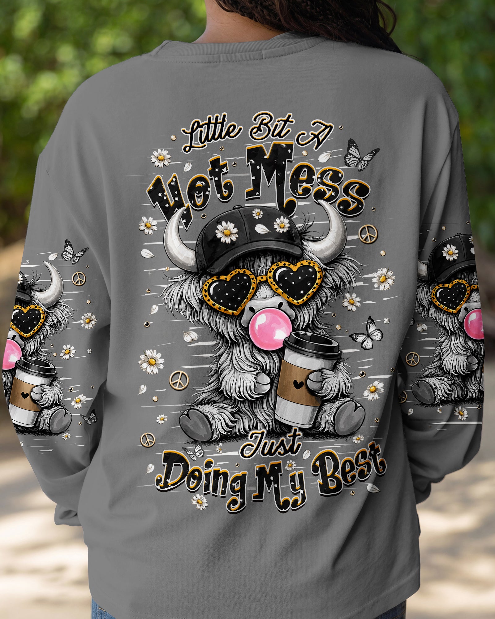 LITTLE BIT A HOT MESS COW ALL OVER PRINT  - TLHN1706264