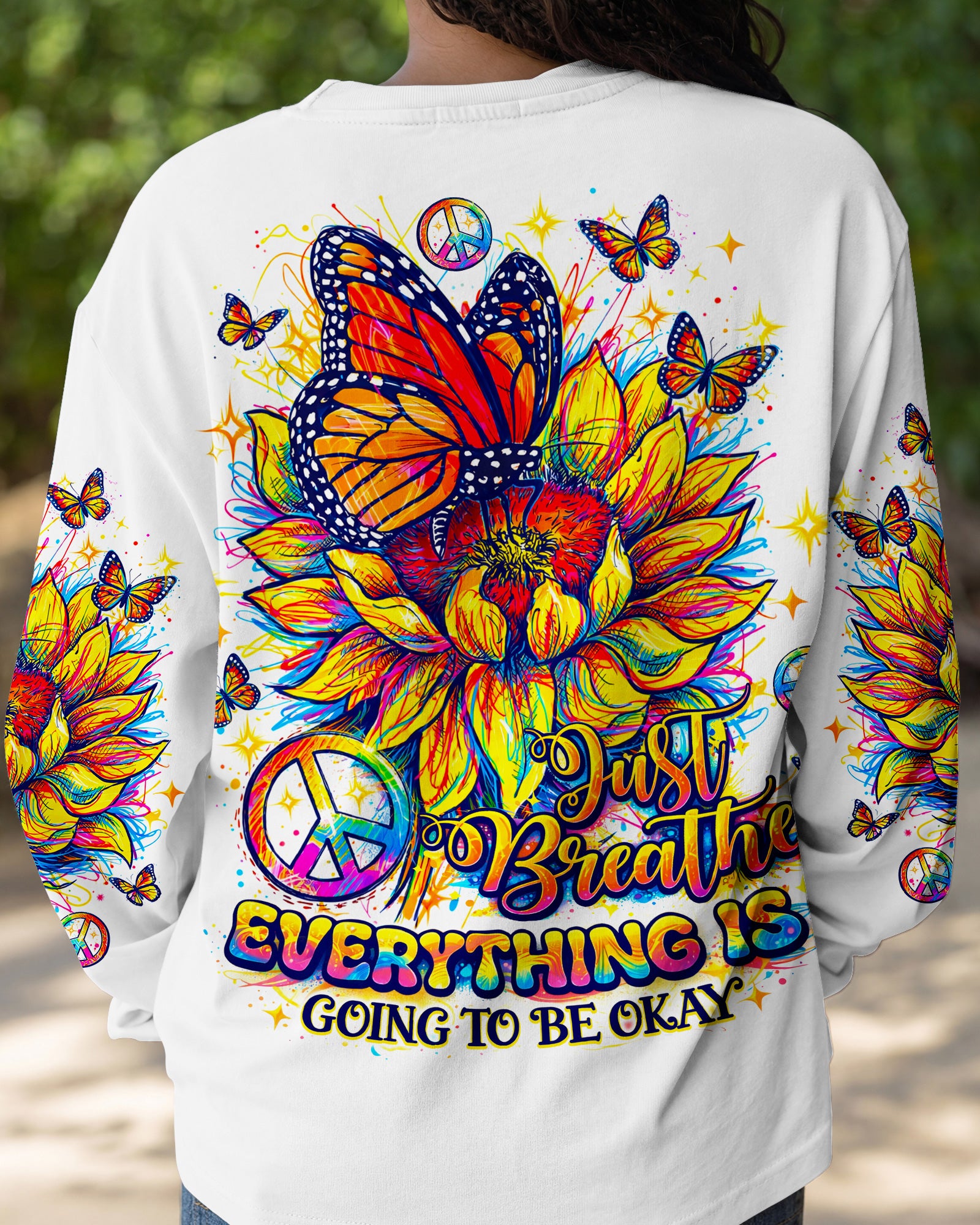 JUST BREATHE BUTTERFLY SUNFLOWER ALL OVER PRINT - TLNO270261
