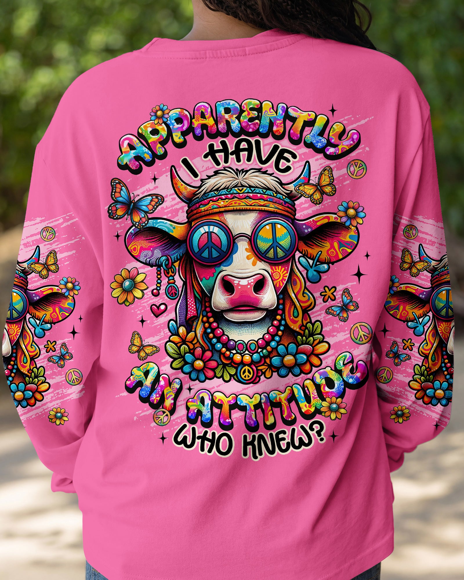 APPARENTLY I HAVE AN ATTITUDE WHO KNEW COW ALL OVER PRINT - TLNT0602261