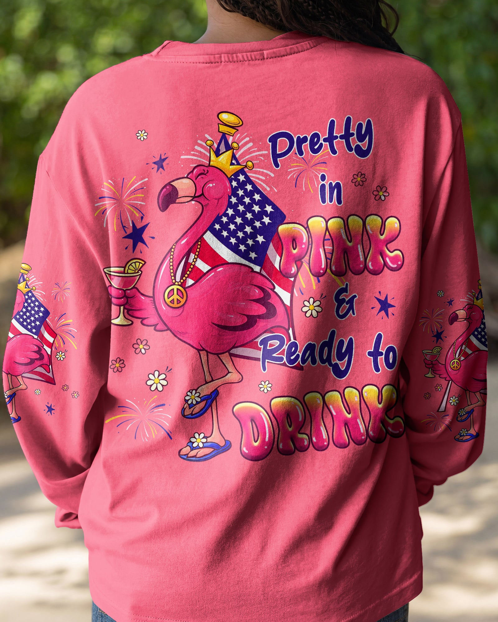 PRETTY IN PINK FLAMINGO RED WHITE & BLUE  ALL OVER PRINT - TLHG2403261