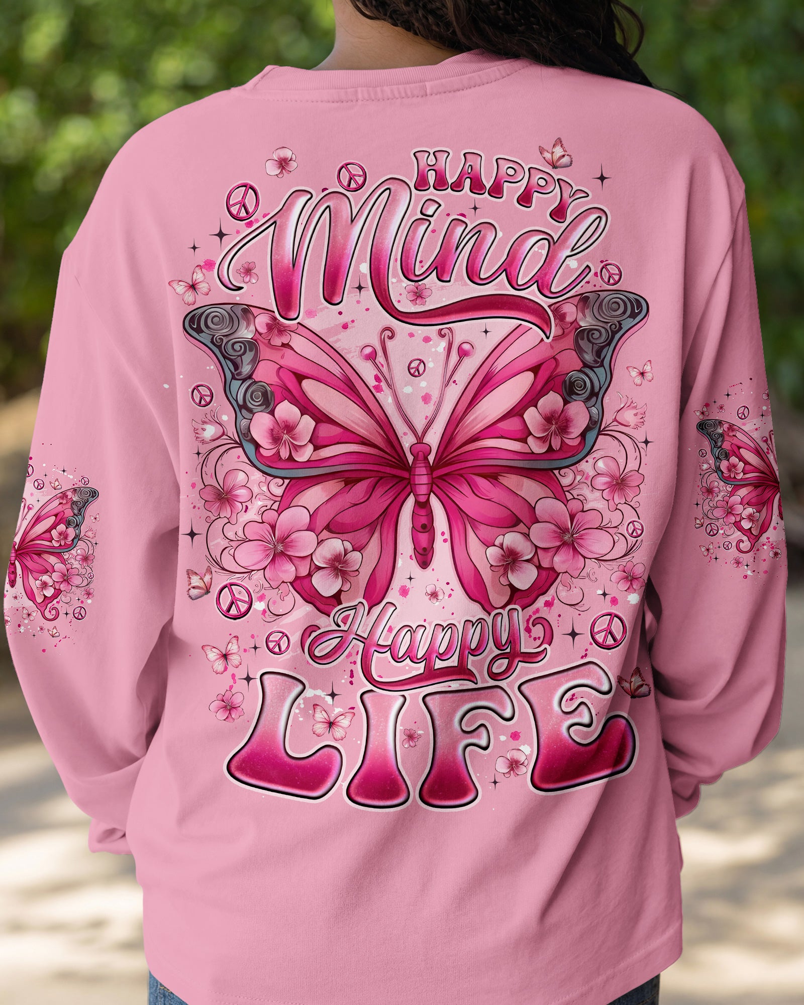 HAPPY MIND HAPPY LIFE BUTTERFLY ALL OVER PRINT - TYQY2602261