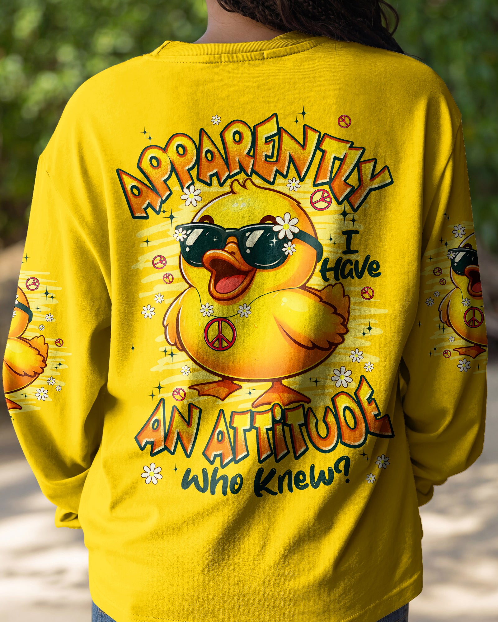 APPARENTLY I HAVE AN ATTITUDE WHO KNEW DUCK ALL OVER PRINT - TYPQ2302261