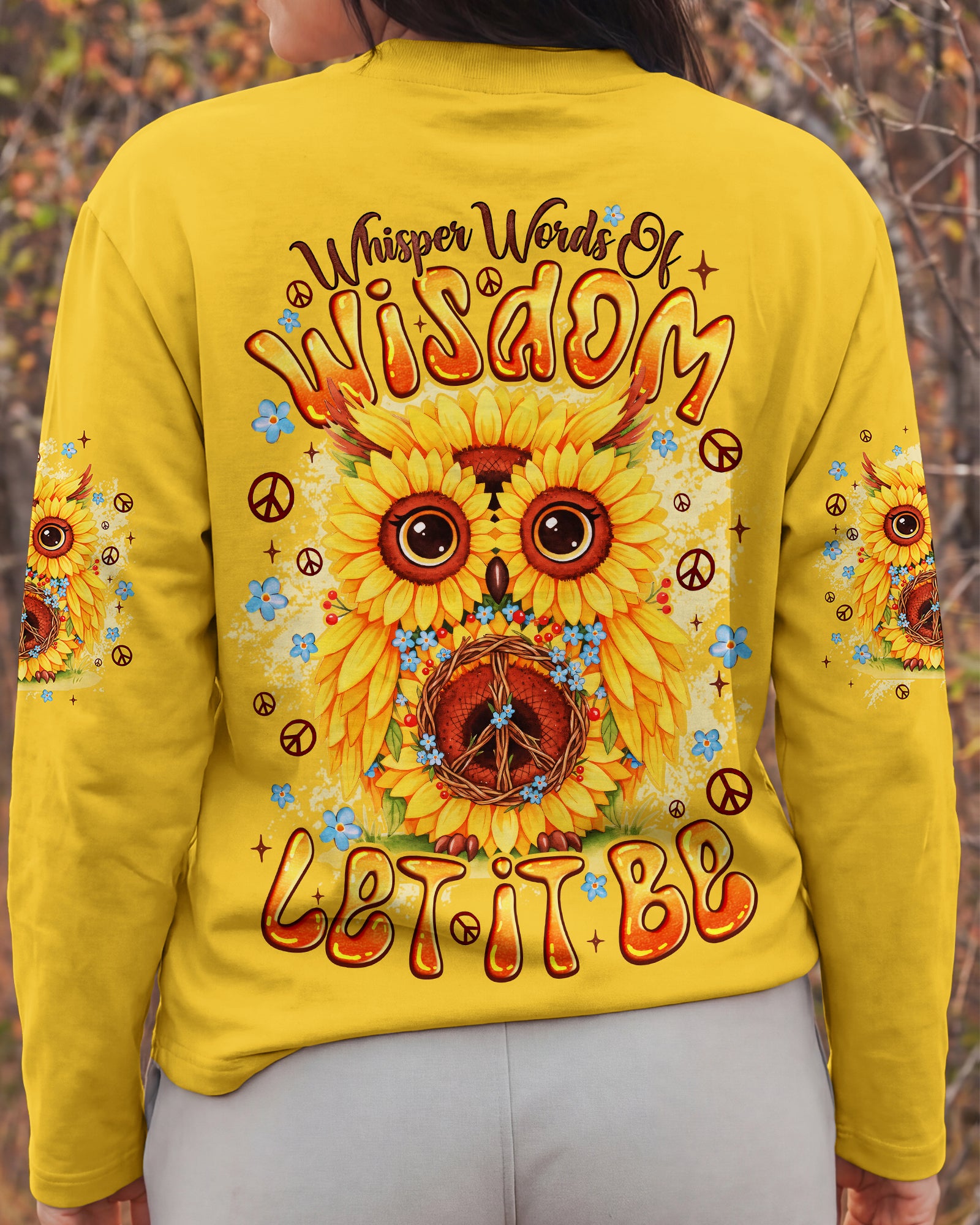 WHISPER WORDS OF WISDOM LET IT BE OWL SUNFLOWER ALL OVER PTINT - TYQY2303262