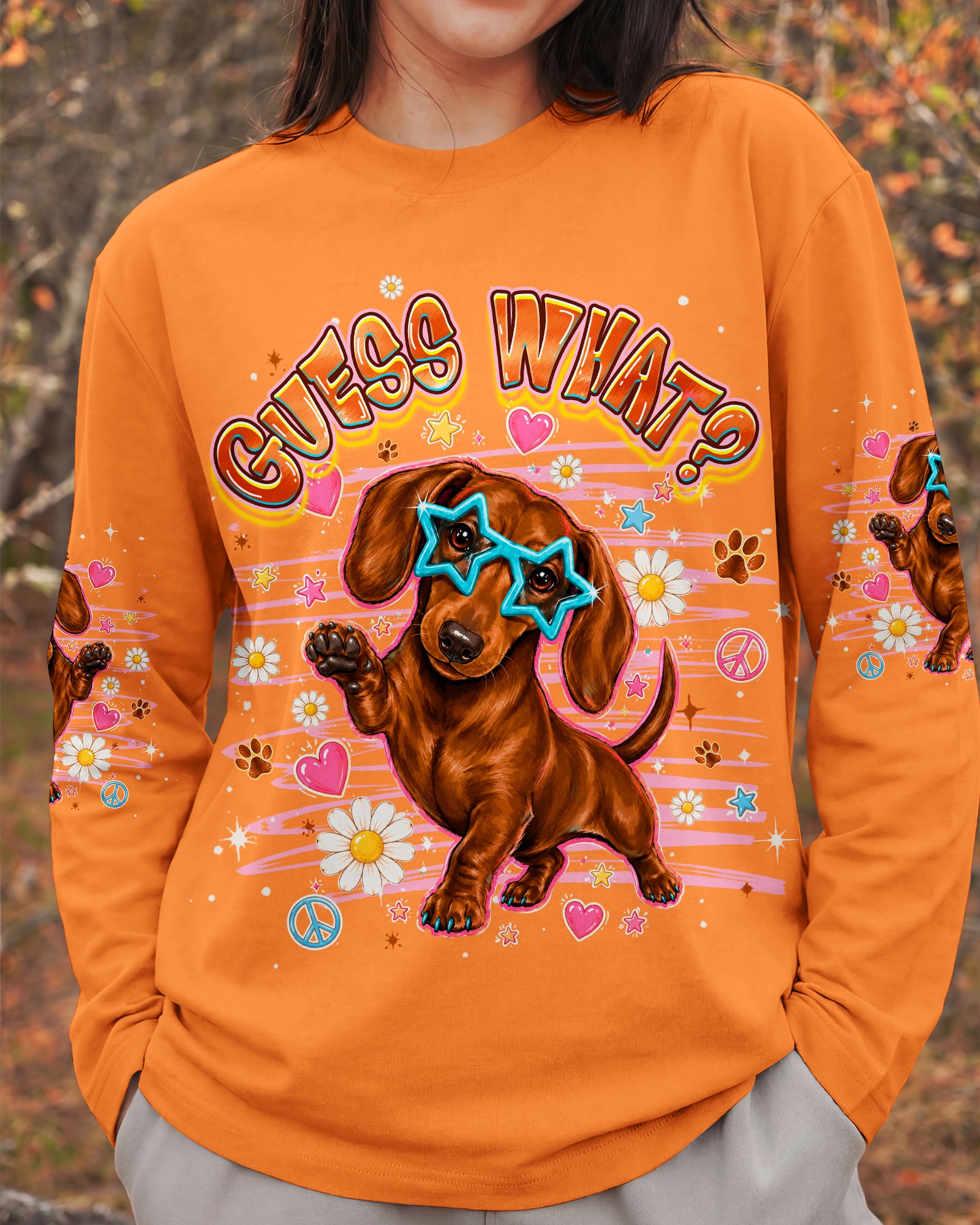 GUESS WHAT DACHSHUND DOG FUNNY ALL OVER PRINT - TLHG2505261