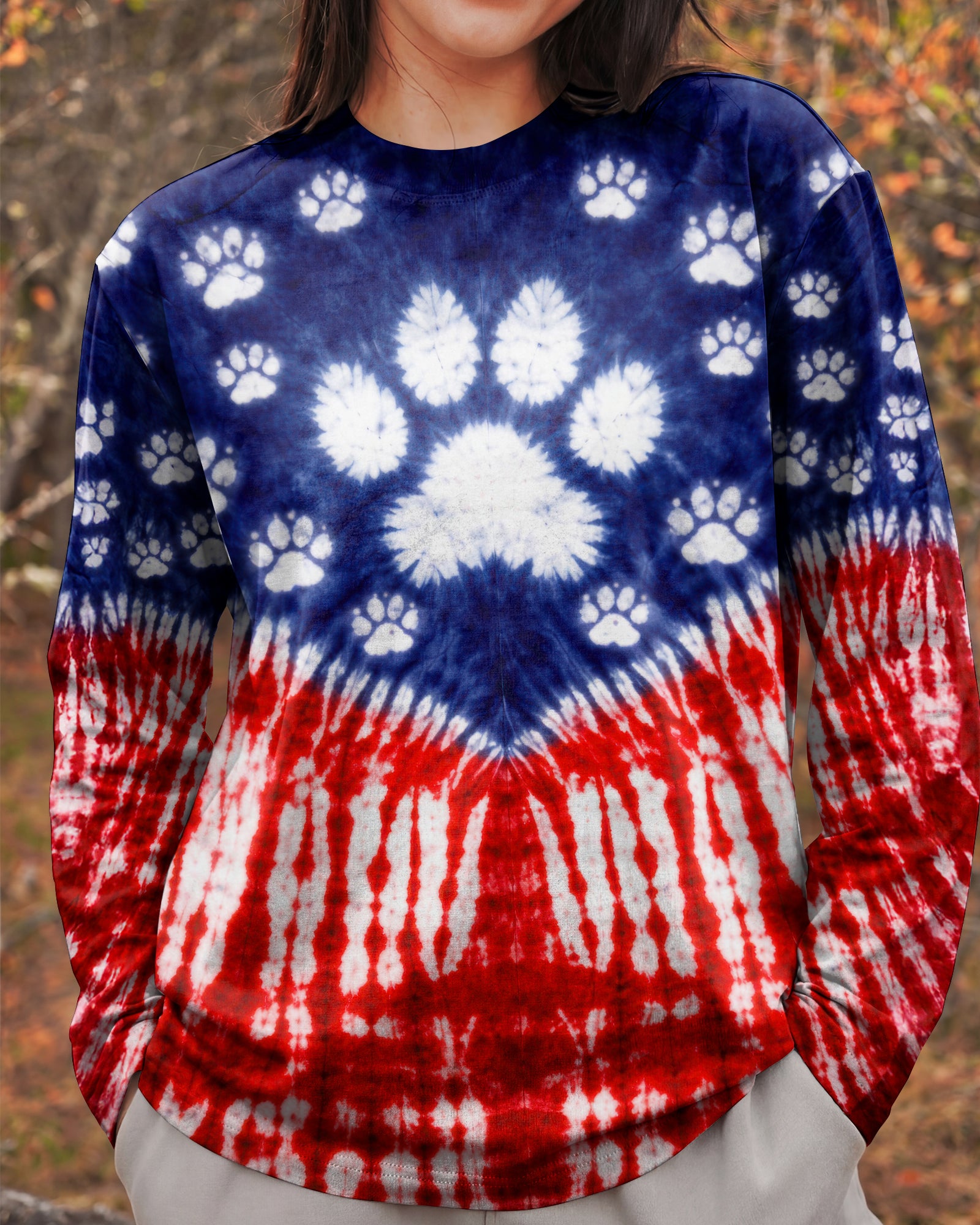 PAW PRINT AMERICAN FLAG V SWIRL ALL OVER PRINT - TLTW1803263