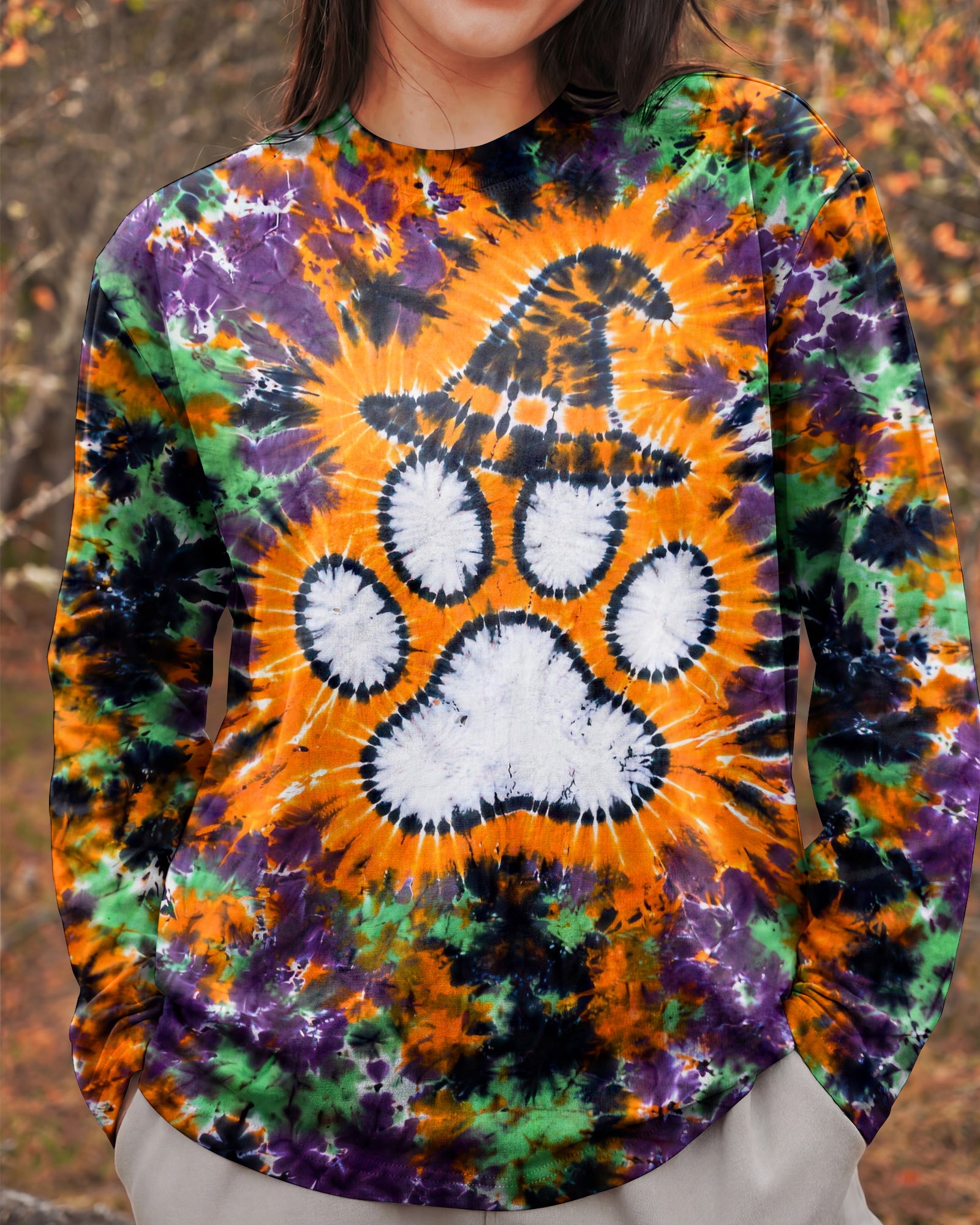 PAW PRINT WITCH HAT  HALLOWEEN BURST ALL OVER PRINT - TLHG2207261