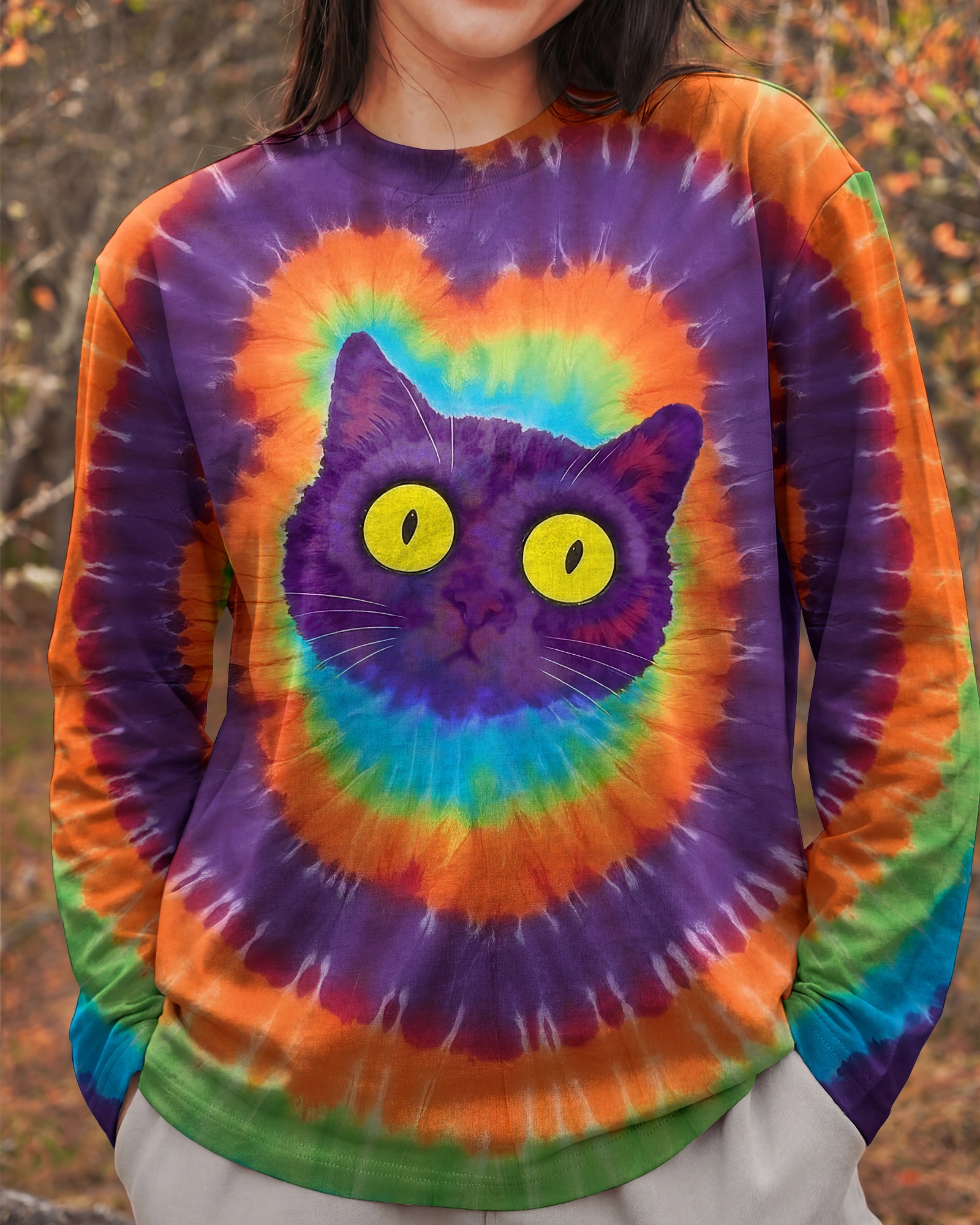 I'M NOT SHORT CAT COLORFUL SWIRL ALL OVER PRINT  - TLNO2403261