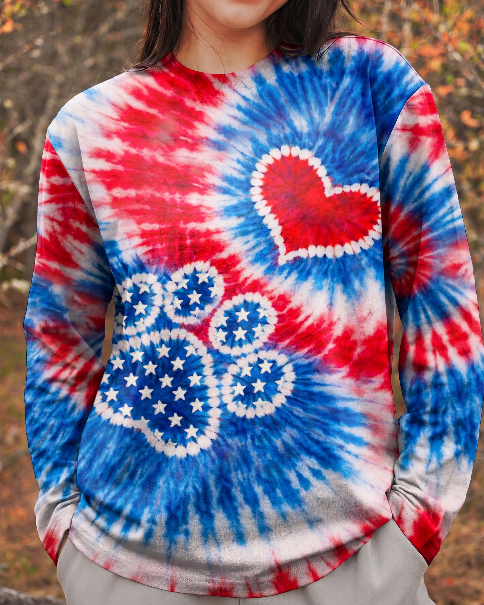 PAW HEART RED WHITE & BLUE SWIRL ALL OVER PRINT - TLHN0104261
