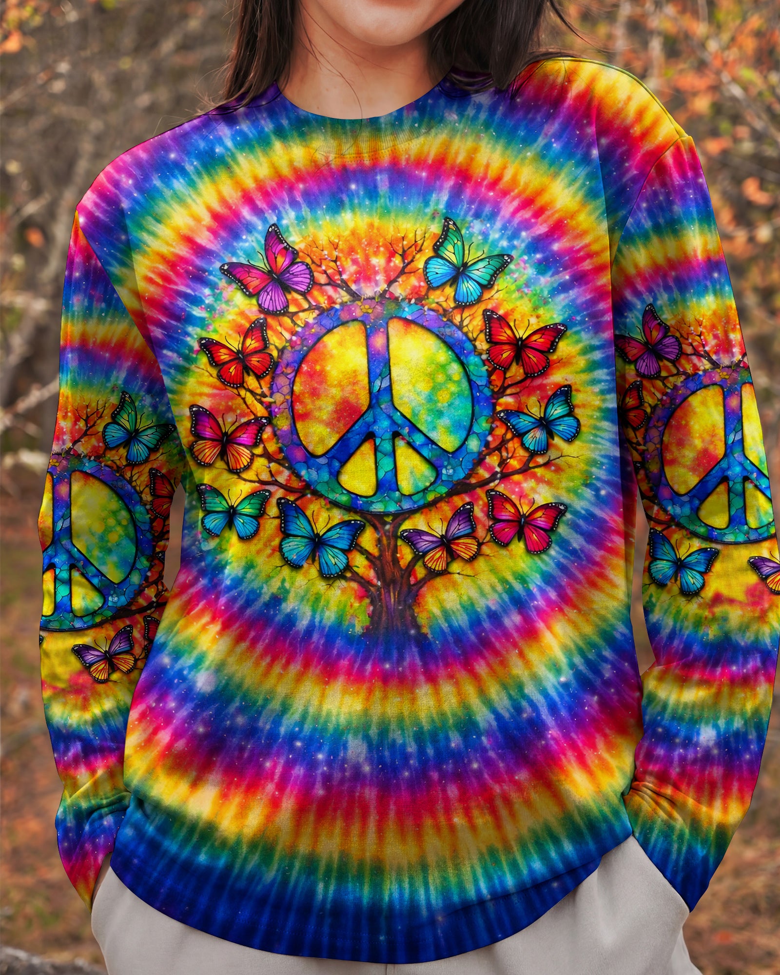 I BELIEVE THERE ARE ANGELS AMONG US PEACE BUTTERFLY SWIRL ALL OVER PRINT - TLNO1302261