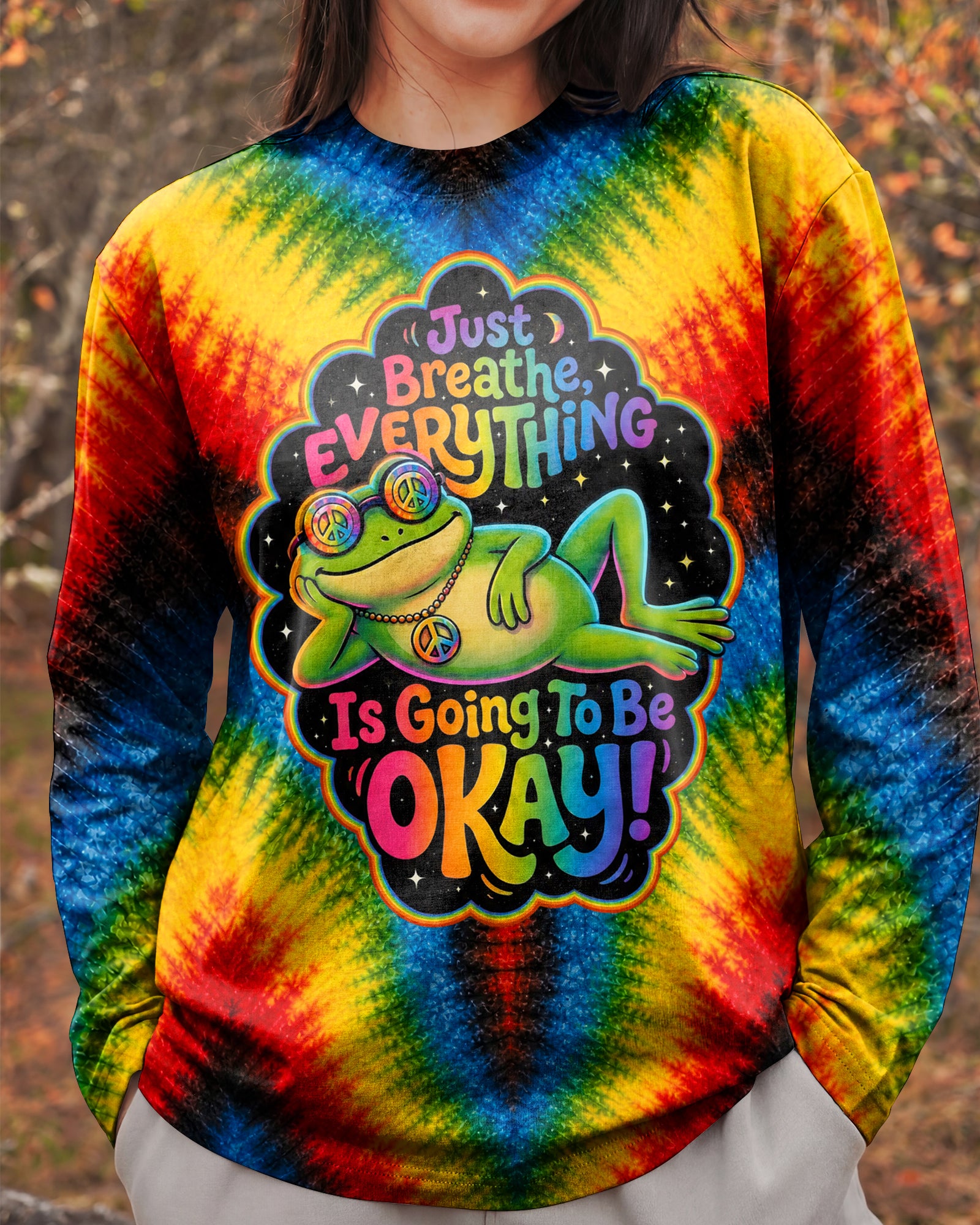 JUST BREATHE FROG COLORFUL ALL OVER PRINT - KMTM1506261