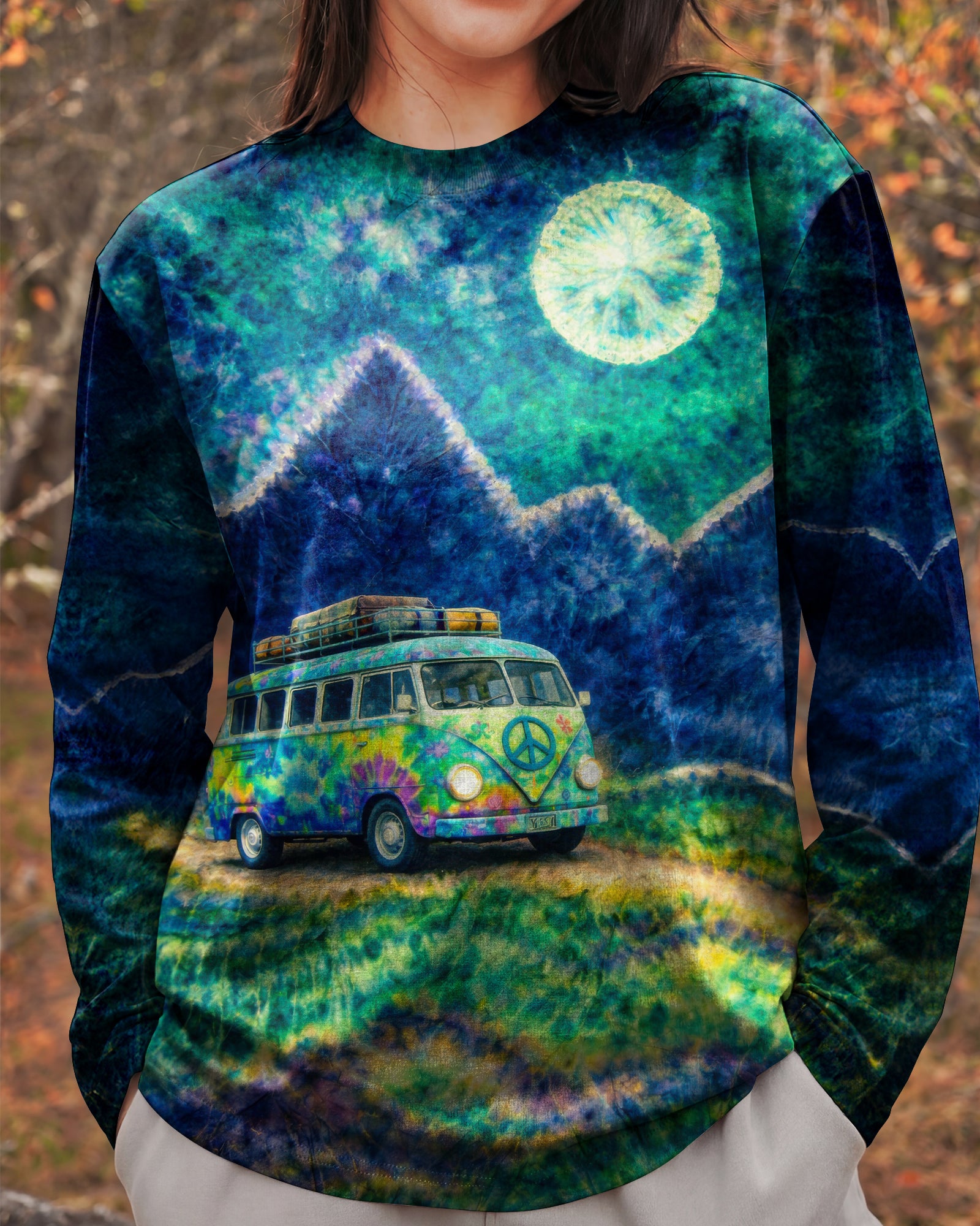 HIPPIE BUS UNDER MOON SWIRL ALL OVER PRINT  - TLTW0202262
