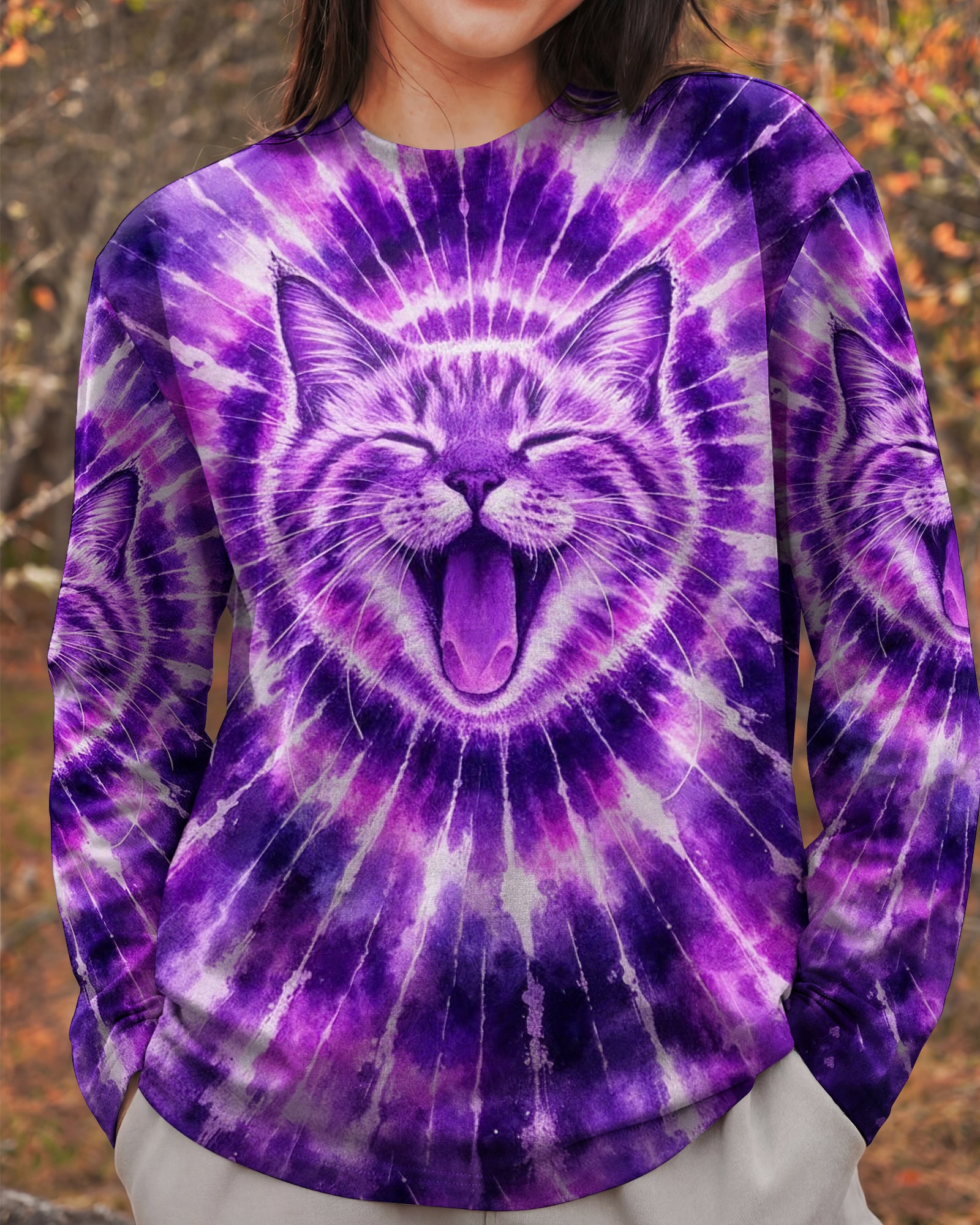CAT PURPLE SWIRL ALL OVER PRINT - TLHN1003263
