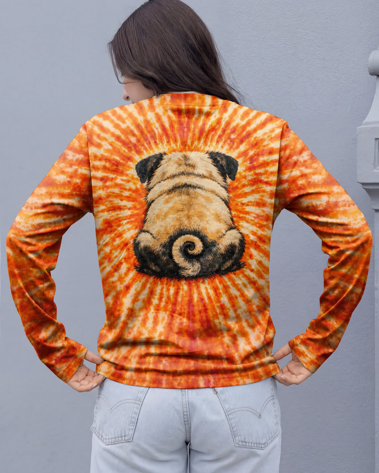 PUG DOG ORANGE SWIRL ALL OVER PRINT - TLNT0202261