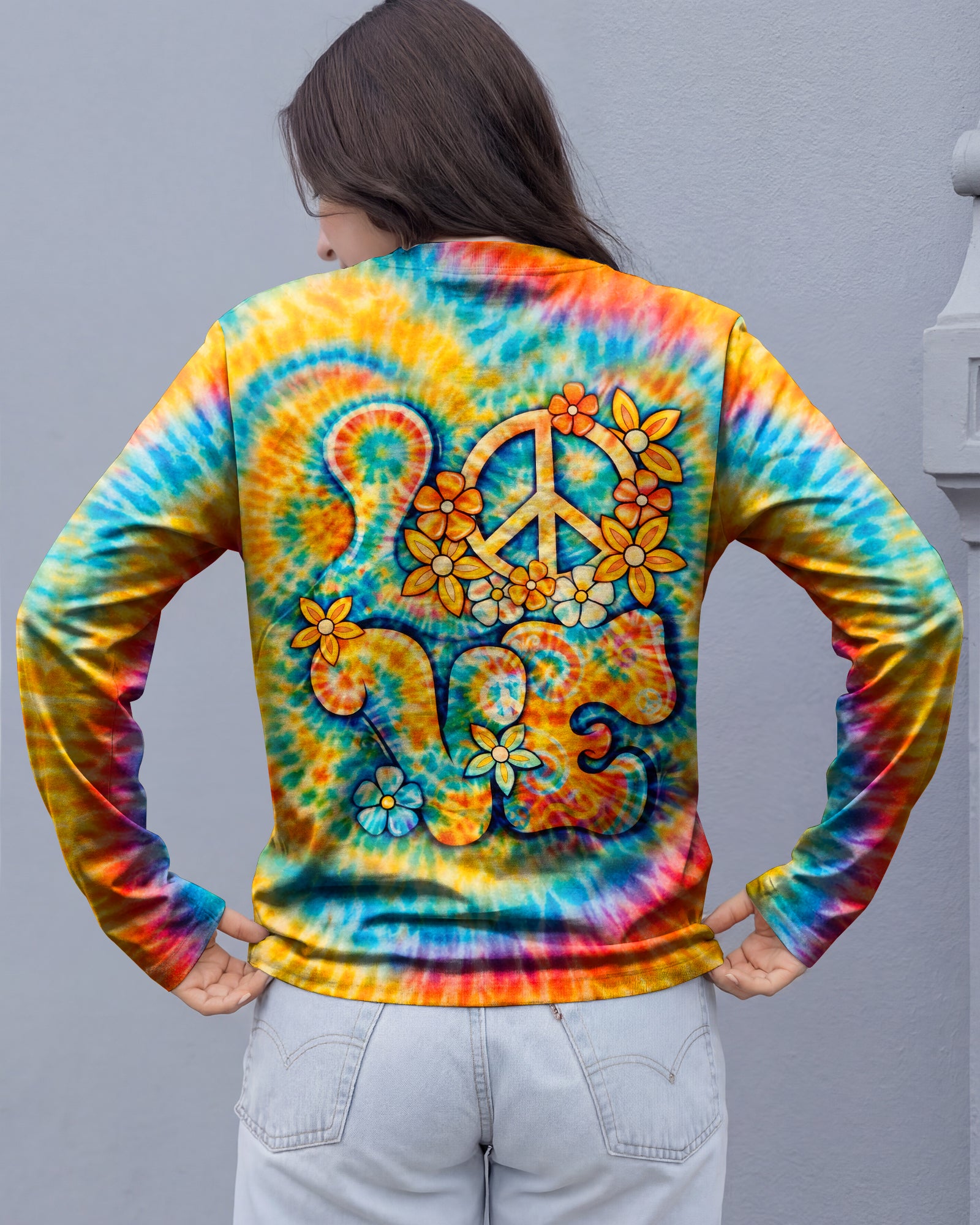 LOVE PEACE SYMBOL SWIRL ALL OVER PRINT - TLHN2303261