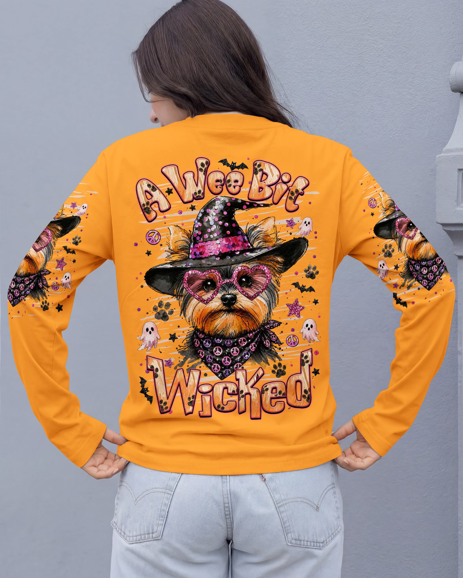 A WEE BIT WICKED YORKIE DOG HALLOWEEN ALL OVER PRINT - TLHN1707262