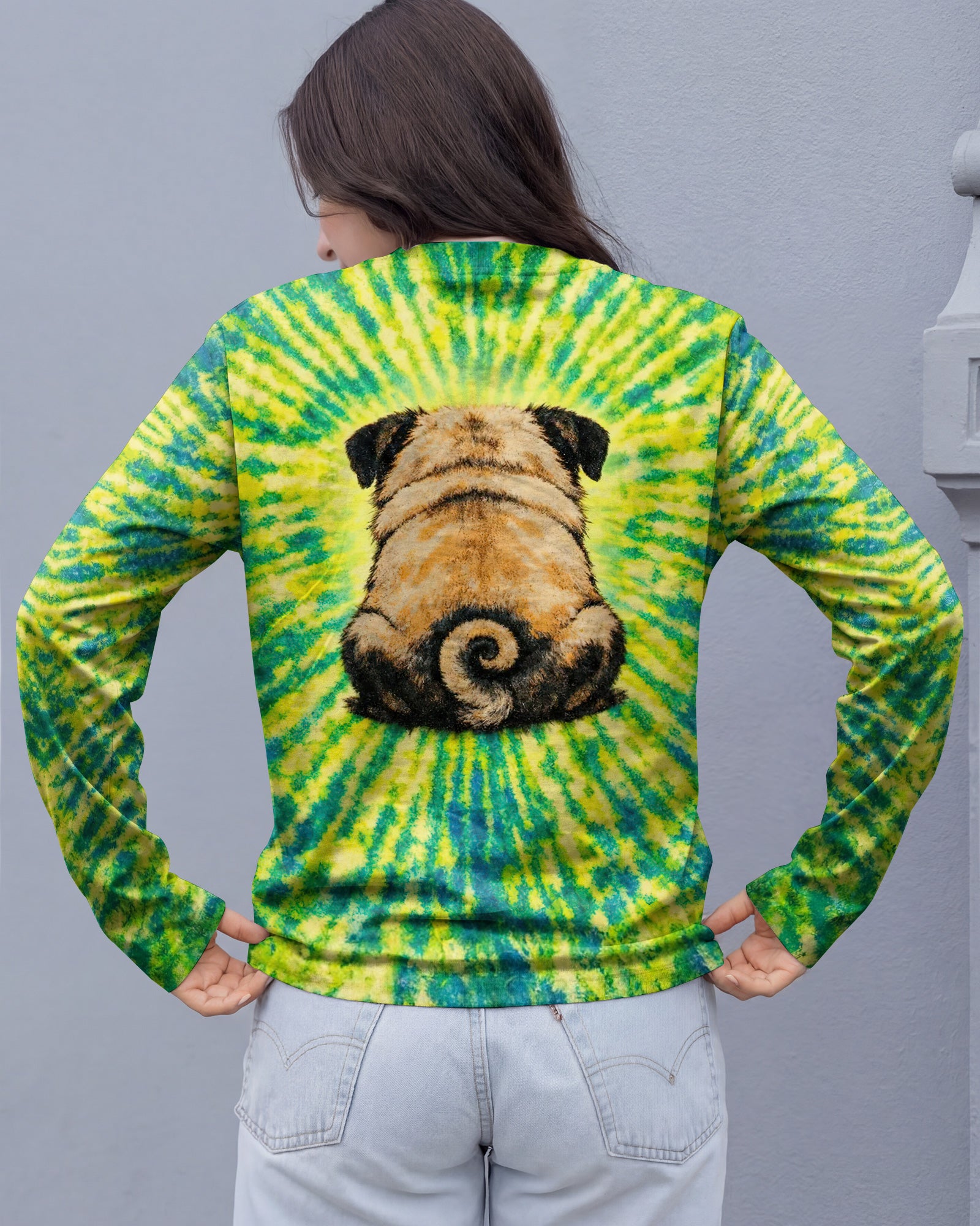 PUG DOG LEMON YELLOW SWIRL ALL OVER PRINT - TLNT2502262