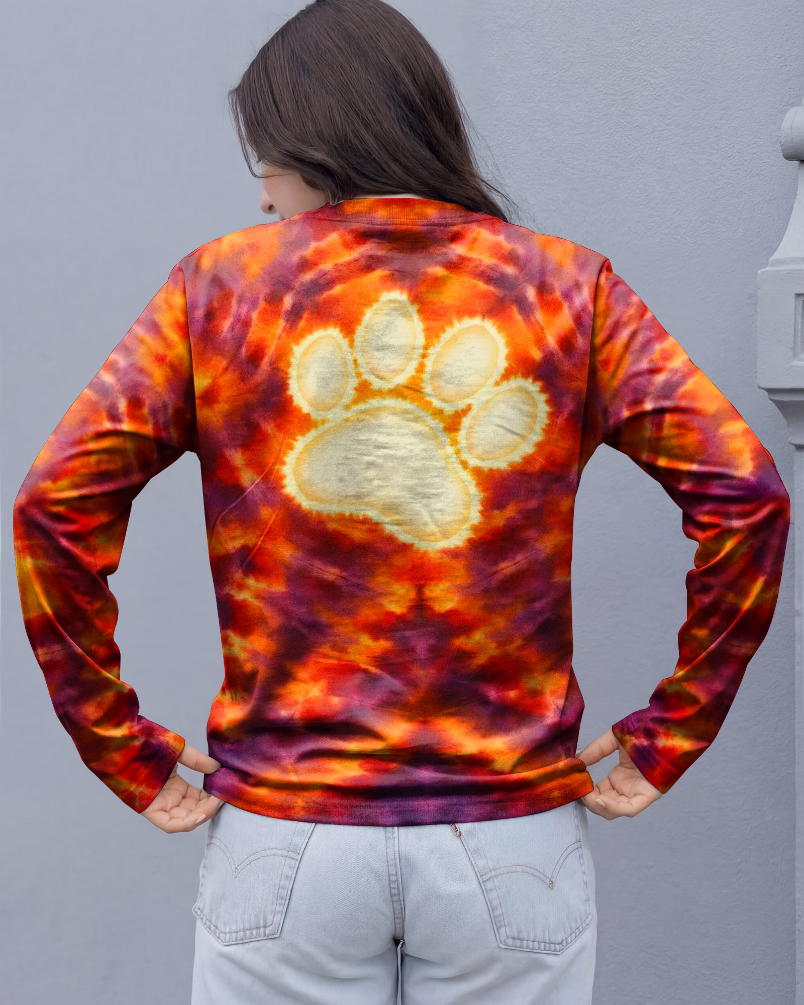 PAW PRINT BURNT ORANGE SWIRL ALL OVER PRINT - TLHG1303262