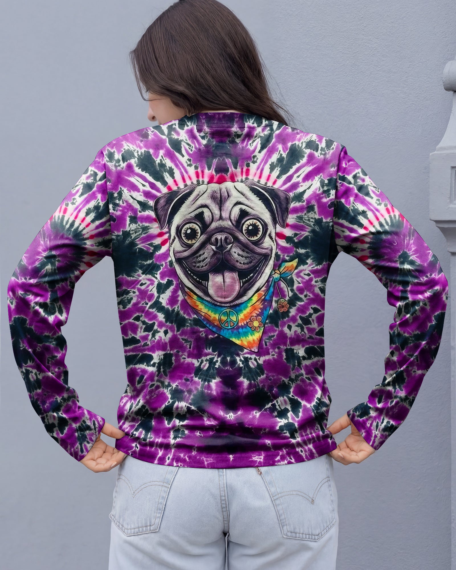 PURPLE SWIRL FUNNY PUG DOG ALL OVER PRINT - YHLT0202261