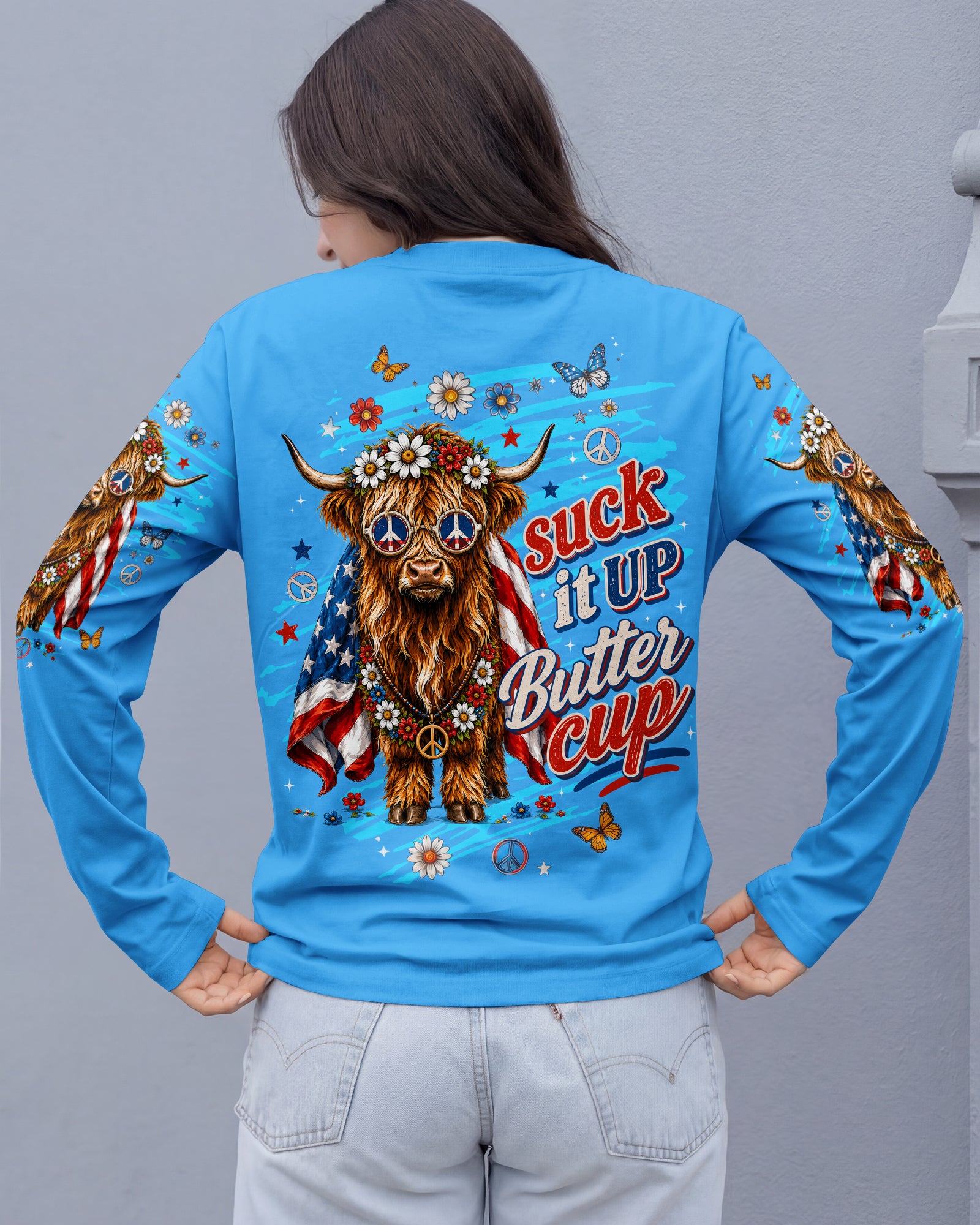 SUCK IT UP BUTTERCUP COW STARS & STRIPES ALL OVER PRINT - TLTW0406264
