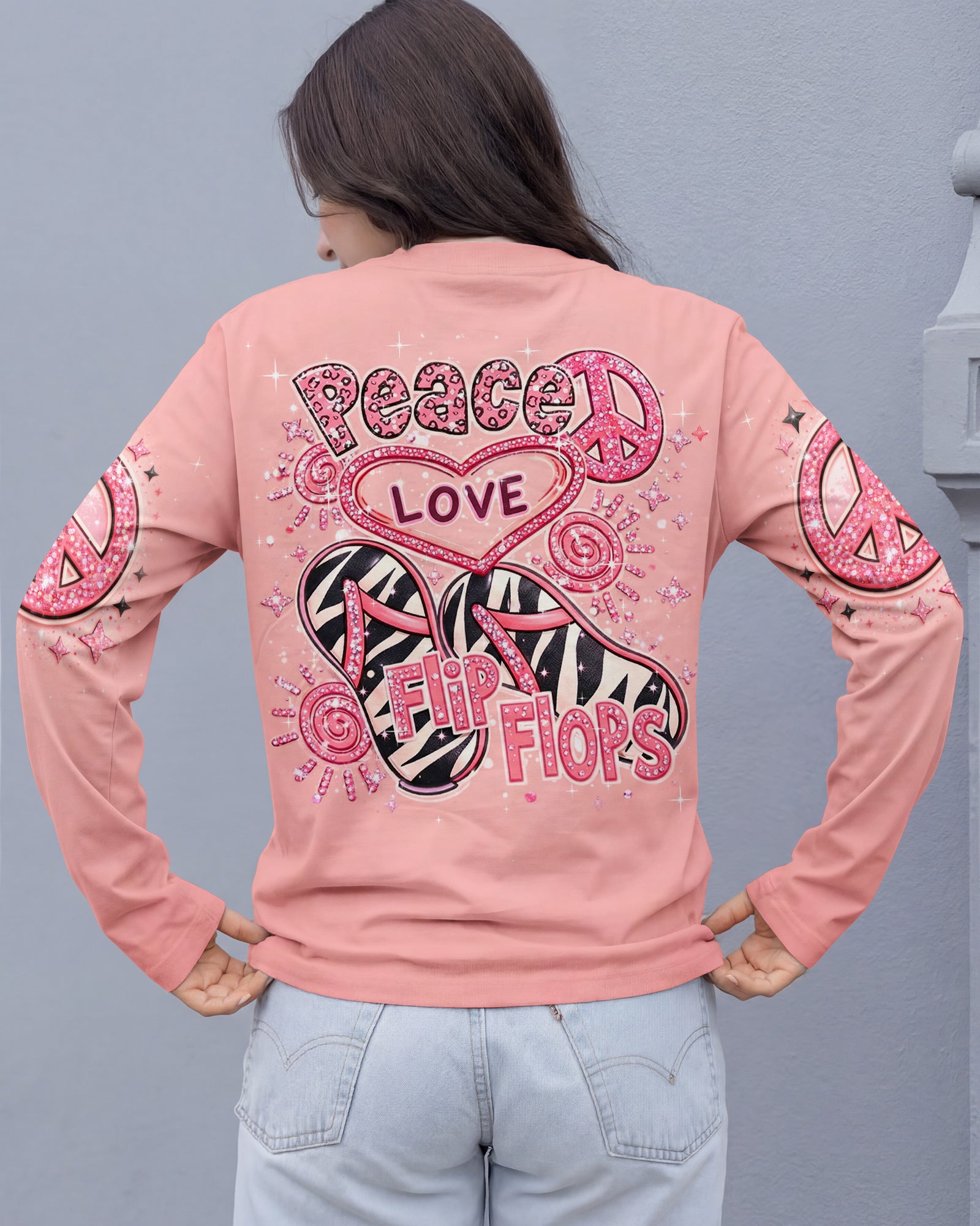 PEACE LOVE FLIP FLOPS ALL OVER PRINT - TLHN0603261