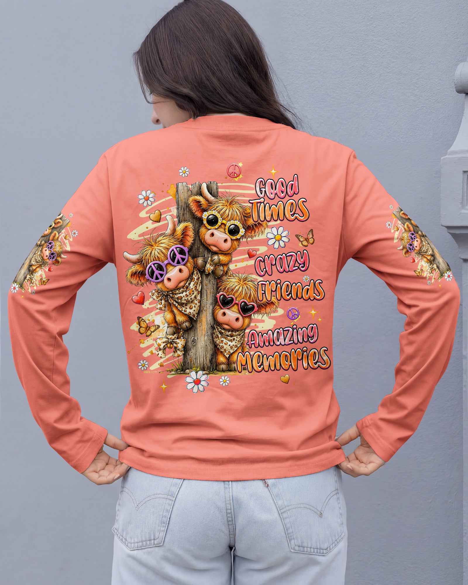 GOOD TIMES CRAZY FRIENDS HIGHLAND COW ALL OVER PRINT - TLHG0807261