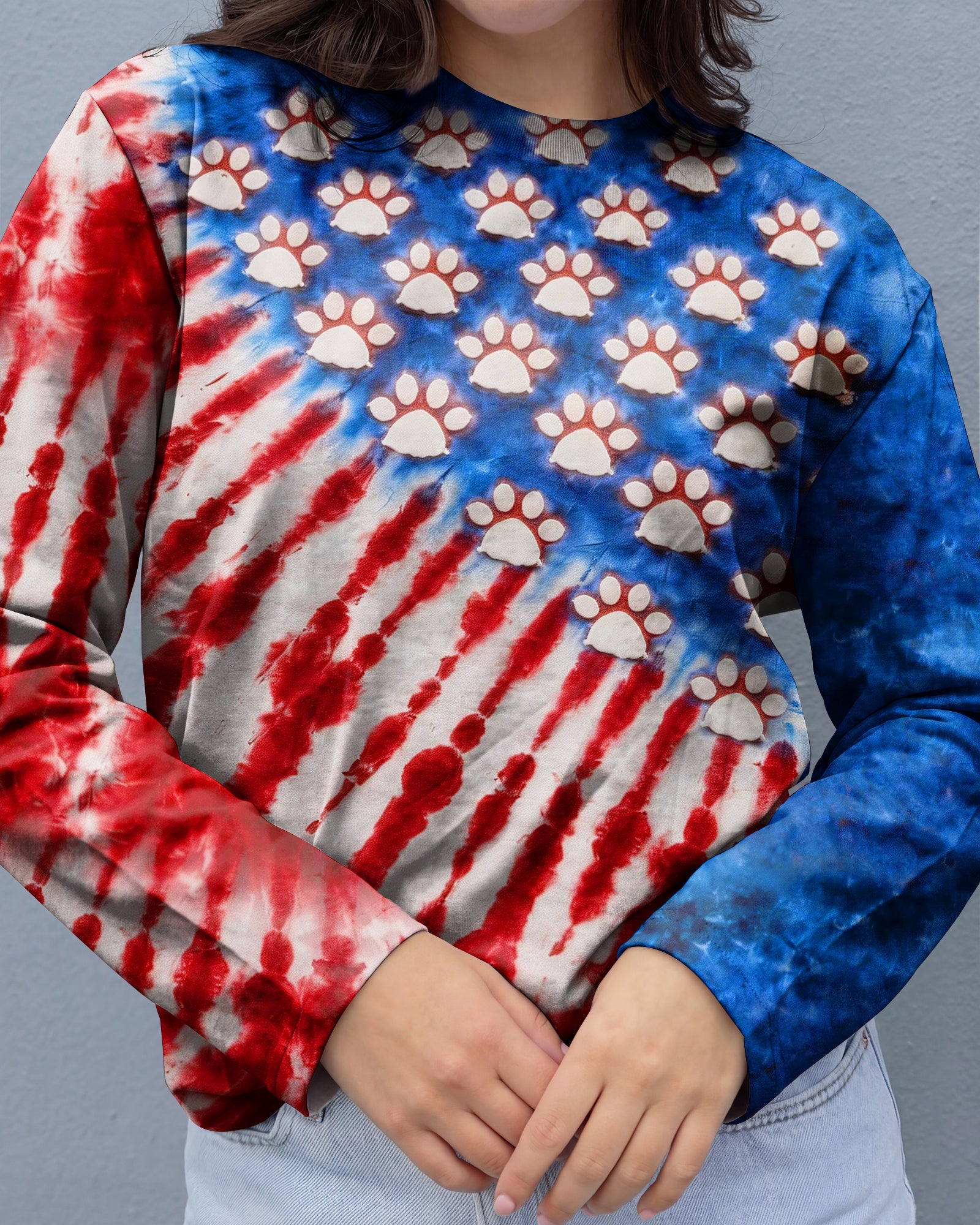 PAW PRINT RED WHITE & BLUE ALL OVER PRINT  - TLHG1803263