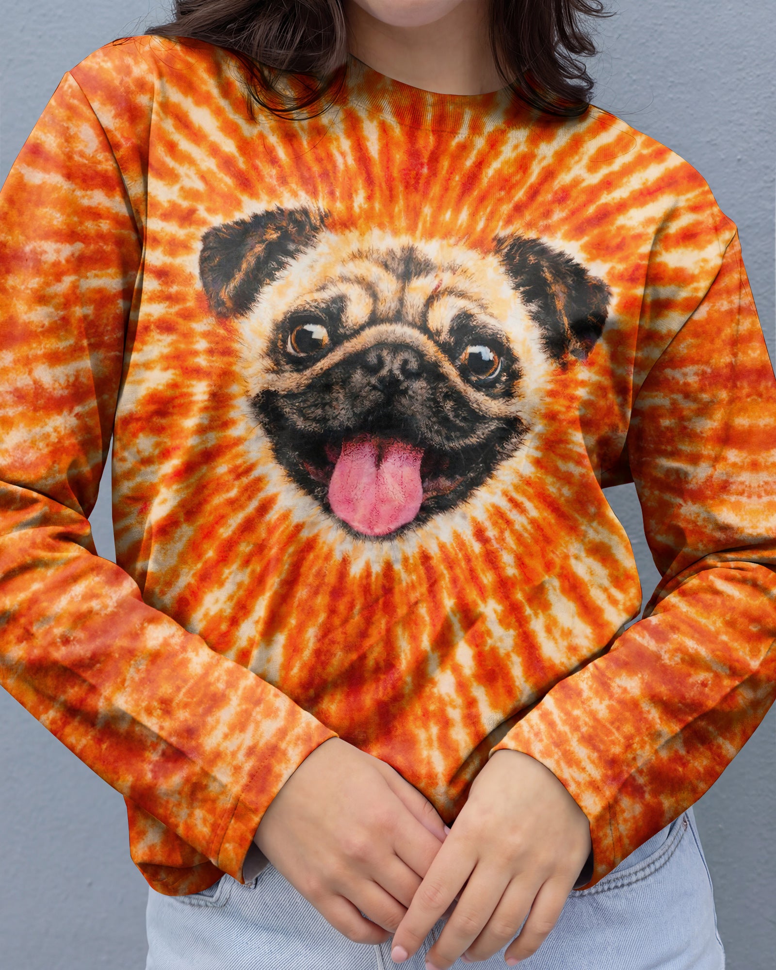 PUG DOG ORANGE SWIRL ALL OVER PRINT - TLNT0202261
