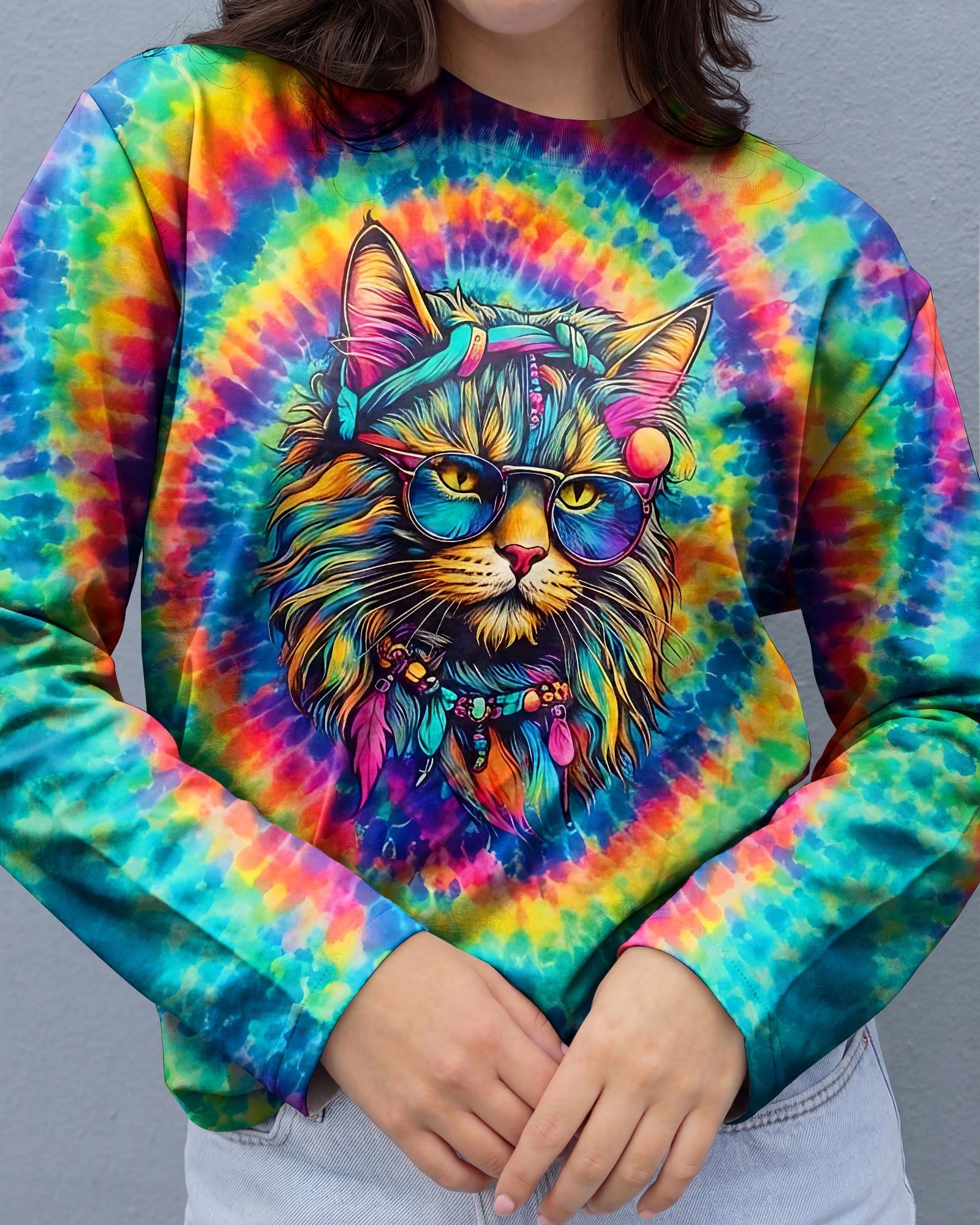 HIPPIE CAT SWIRL ALL OVER PRINT - TLNO0202261